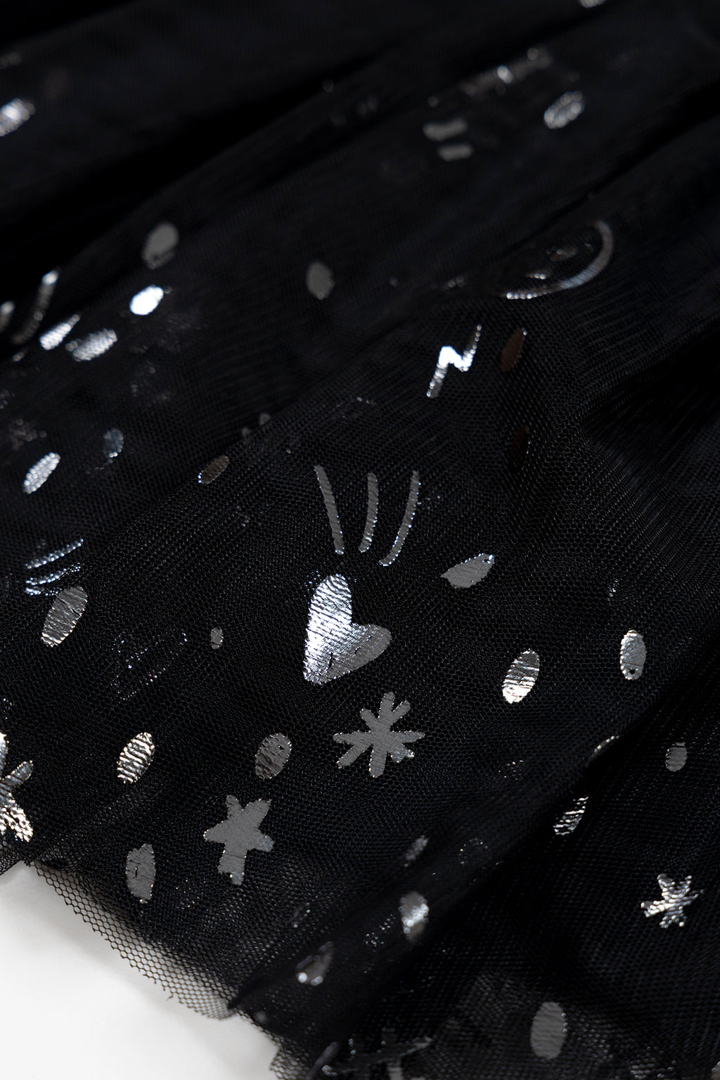 Shine Like Siyah Tül Etek – Gümüş Baskılı