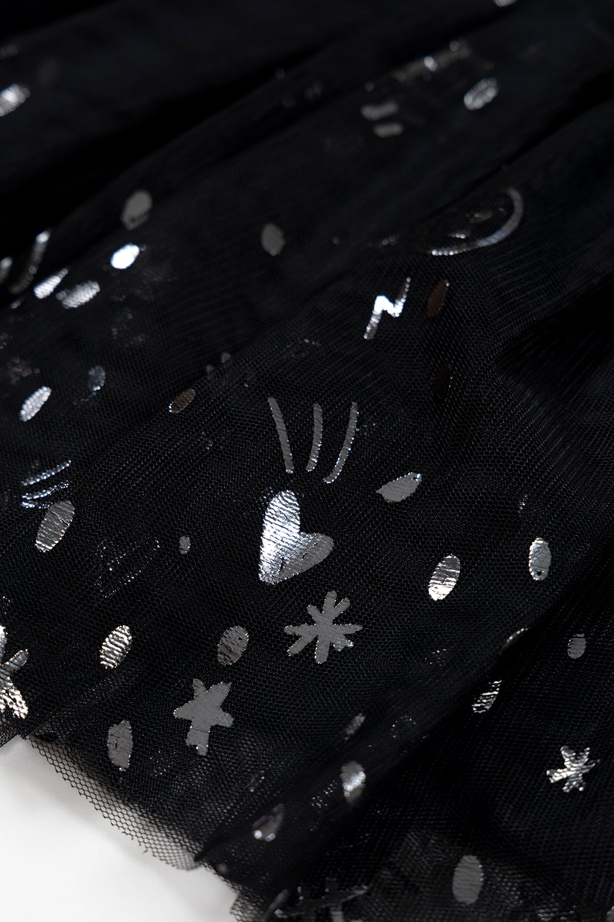 Shine Like Siyah Tül Etek – Gümüş Baskılı