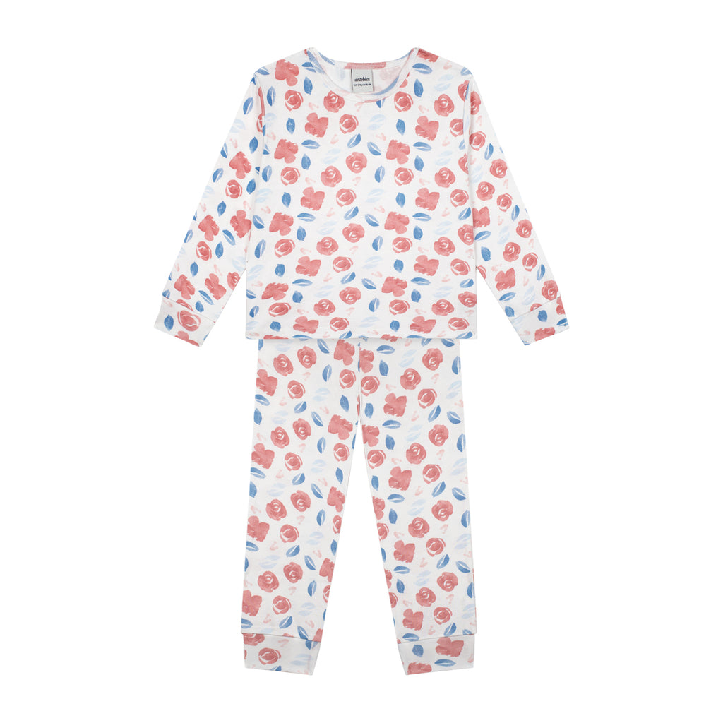 Kız çocuk organik pamuk pijama seti – çiçek baskılı