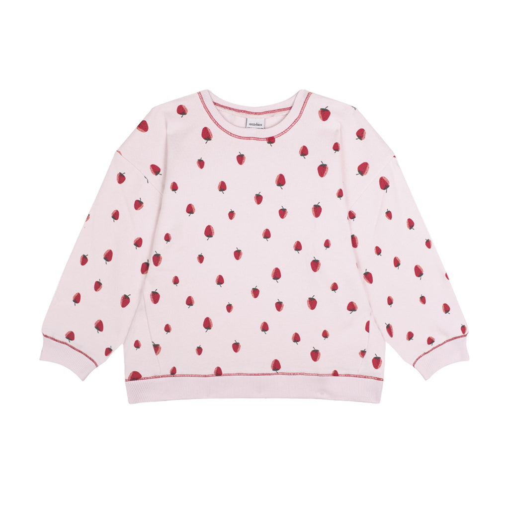 Çilek desenli organik pamuk çocuk sweatshirt
