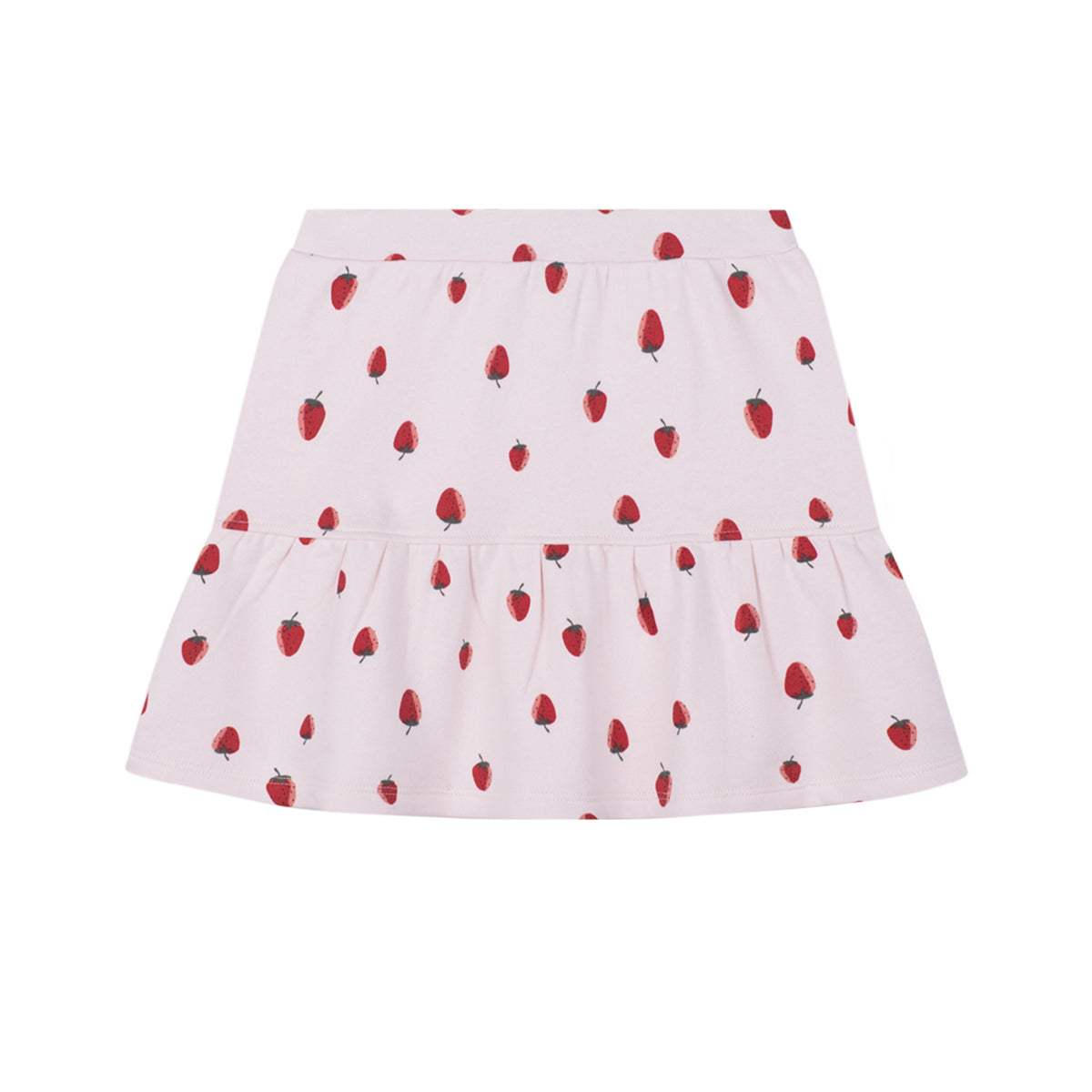 Organik Pamuk Çilek Desenli Kız Çocuk Eteği - Elastik Bel