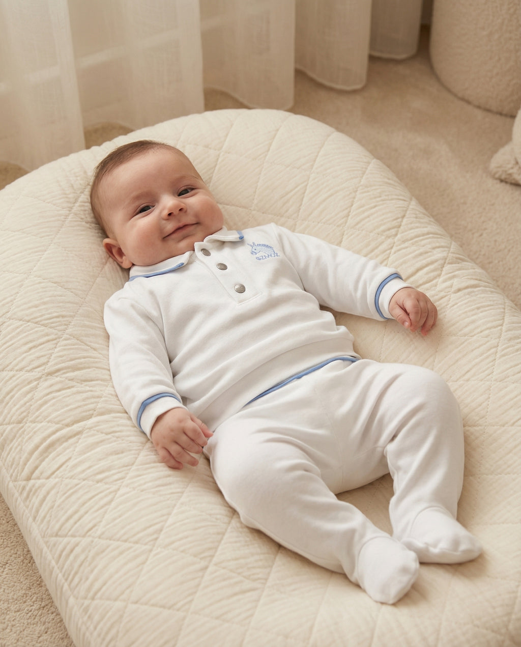 Crystal Baby Organik Pamuk Patikli Bebek Pantolonu - Saf Beyaz