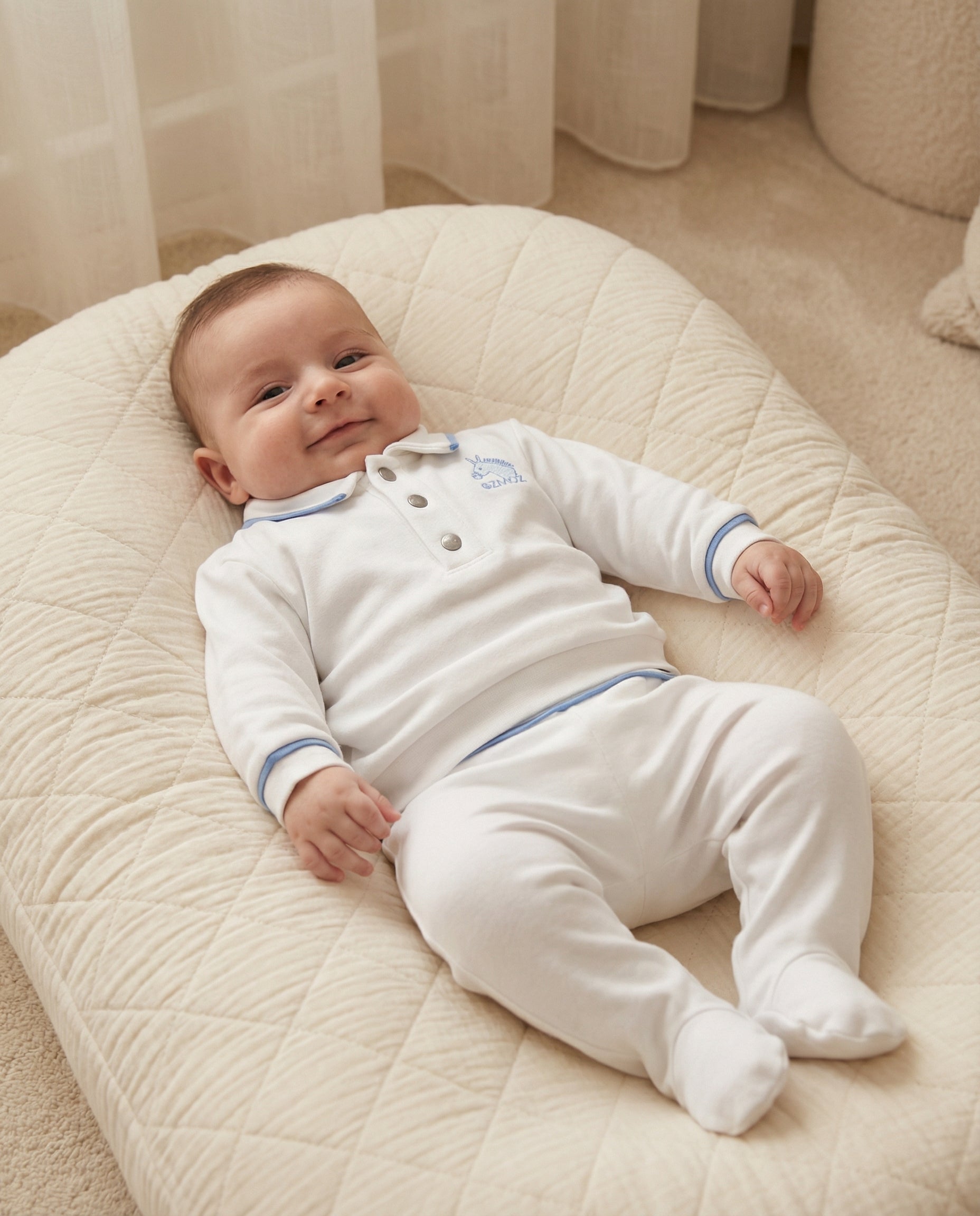 Crystal Baby Organik Pamuk Patikli Bebek Pantolonu - Saf Beyaz