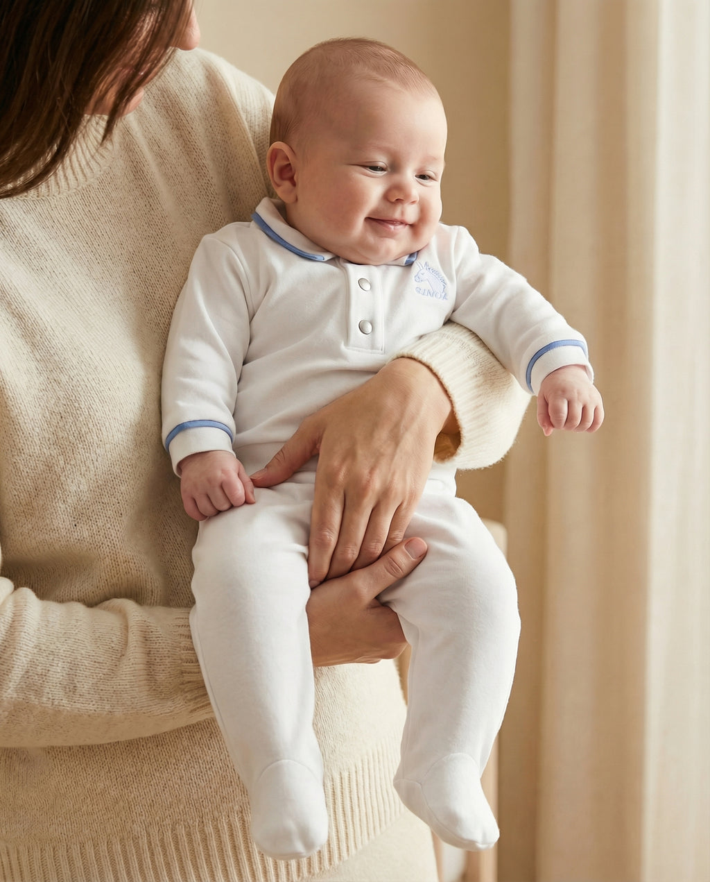 Crystal Baby Organik Pamuk Patikli Bebek Pantolonu - Saf Beyaz