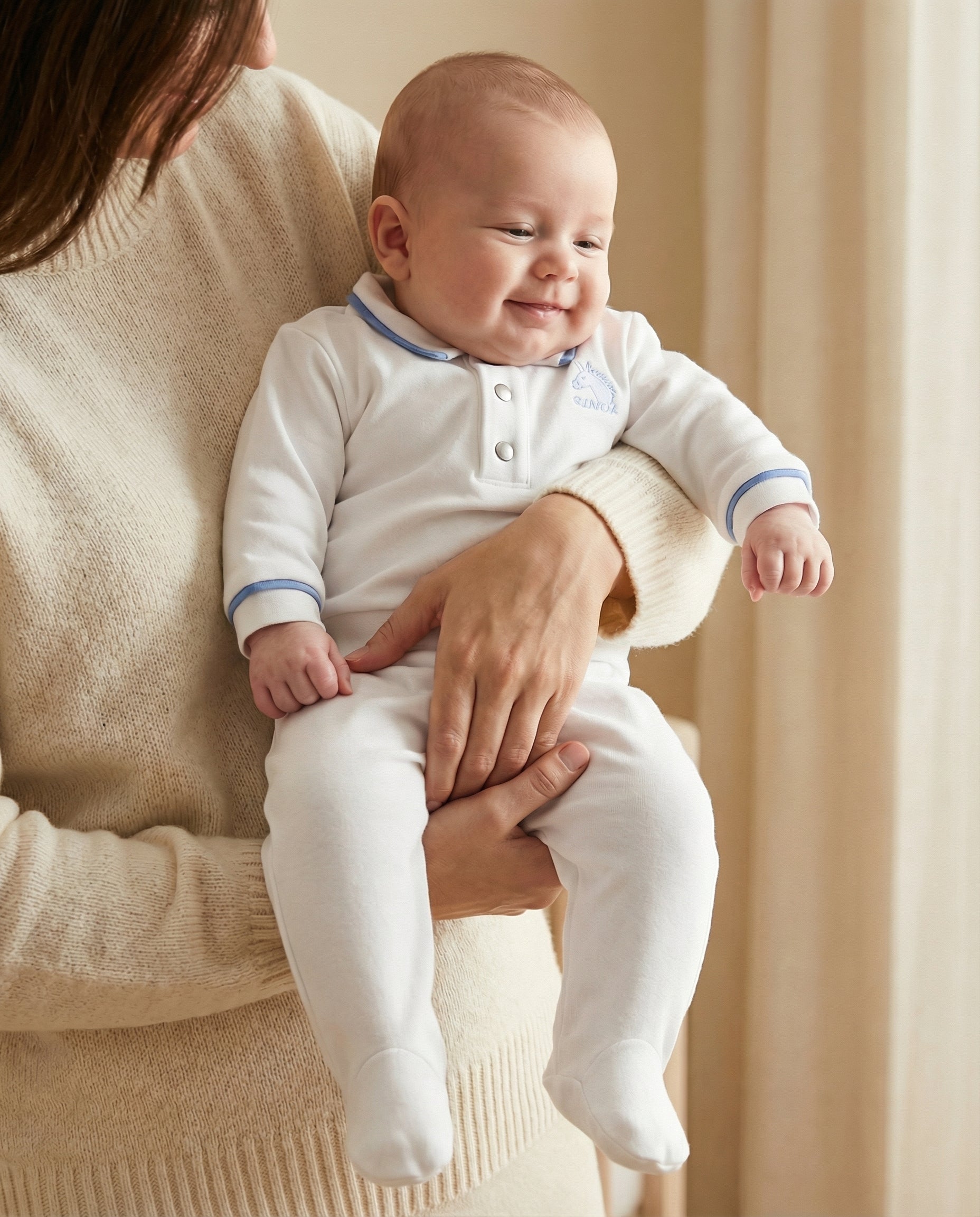 Crystal Baby Organik Pamuk Patikli Bebek Pantolonu - Saf Beyaz