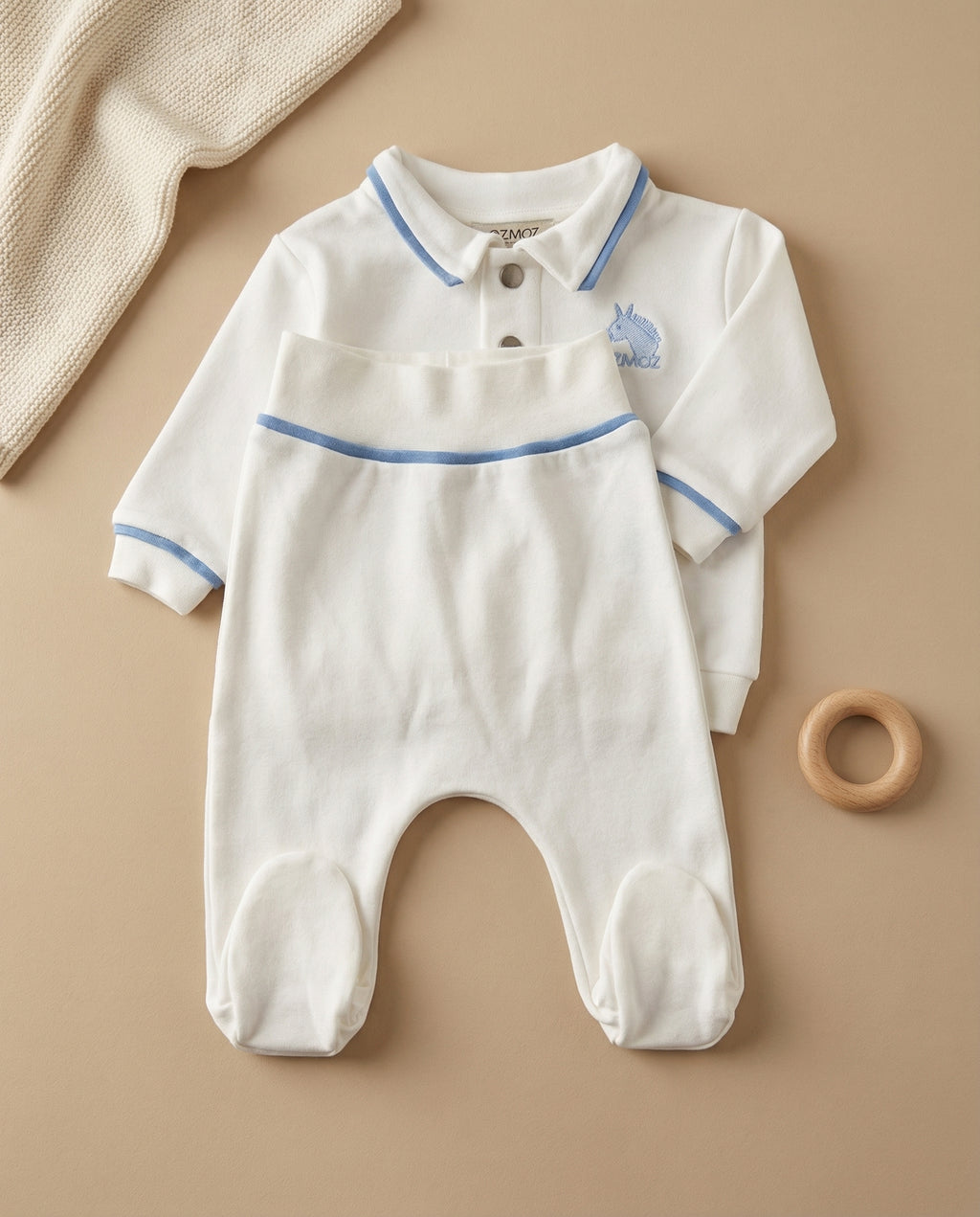 Crystal Baby Organik Pamuk Patikli Bebek Pantolonu - Saf Beyaz