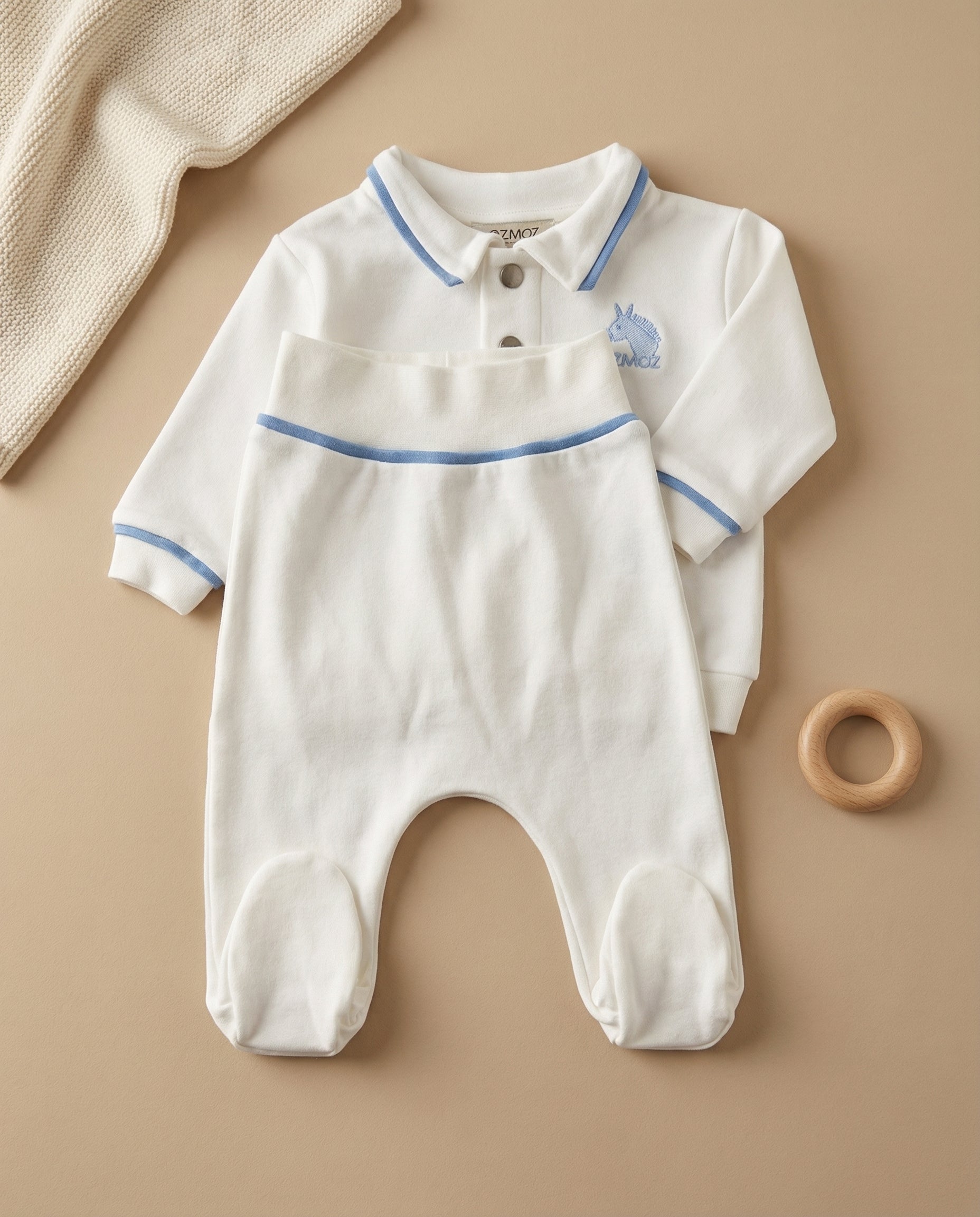 Crystal Baby Organik Pamuk Patikli Bebek Pantolonu - Saf Beyaz