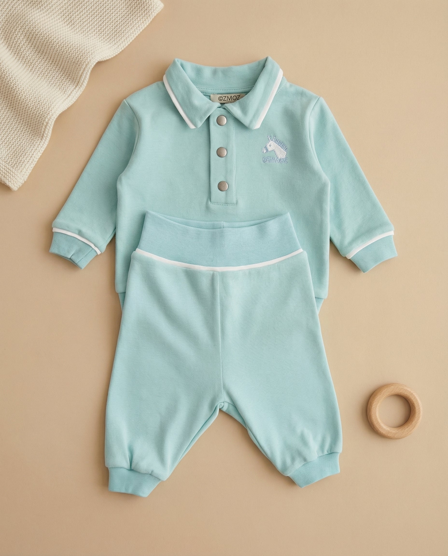 Crystal Baby Organik Pamuk Bebek Pantolonu - Eggshell Blue