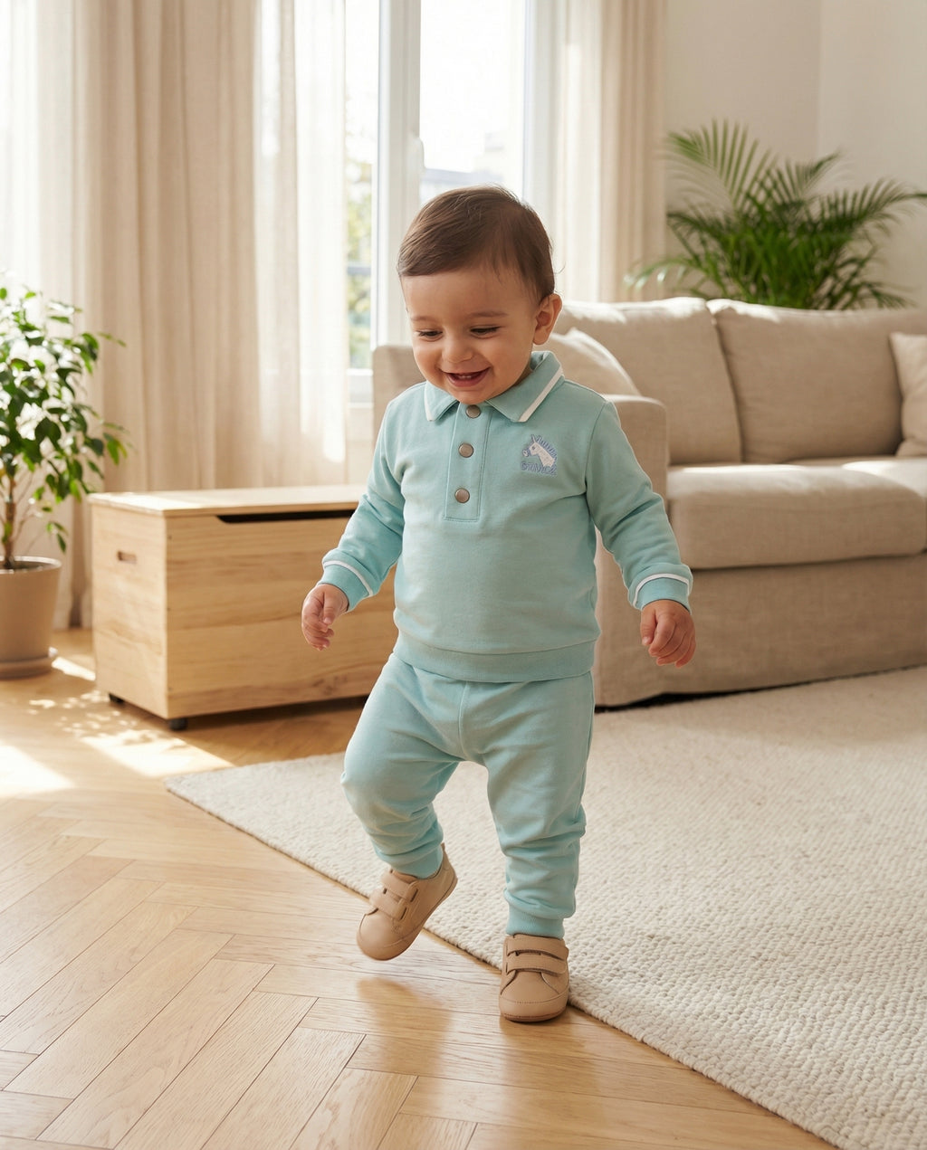 Crystal Baby Organik Pamuk Bebek Pantolonu - Eggshell Blue