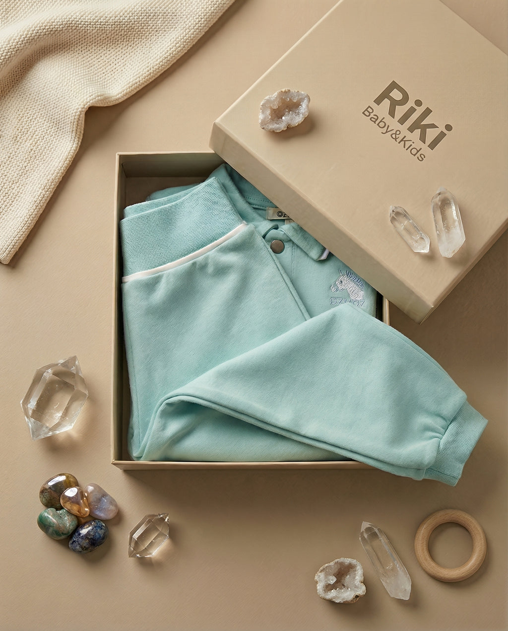 Crystal Baby Organik Pamuk Bebek Pantolonu - Eggshell Blue