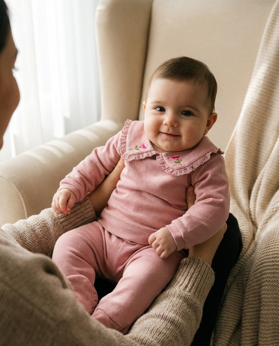 Crystal Baby Organik Pamuk Patikli Bebek Pantolonu - Rose Pink