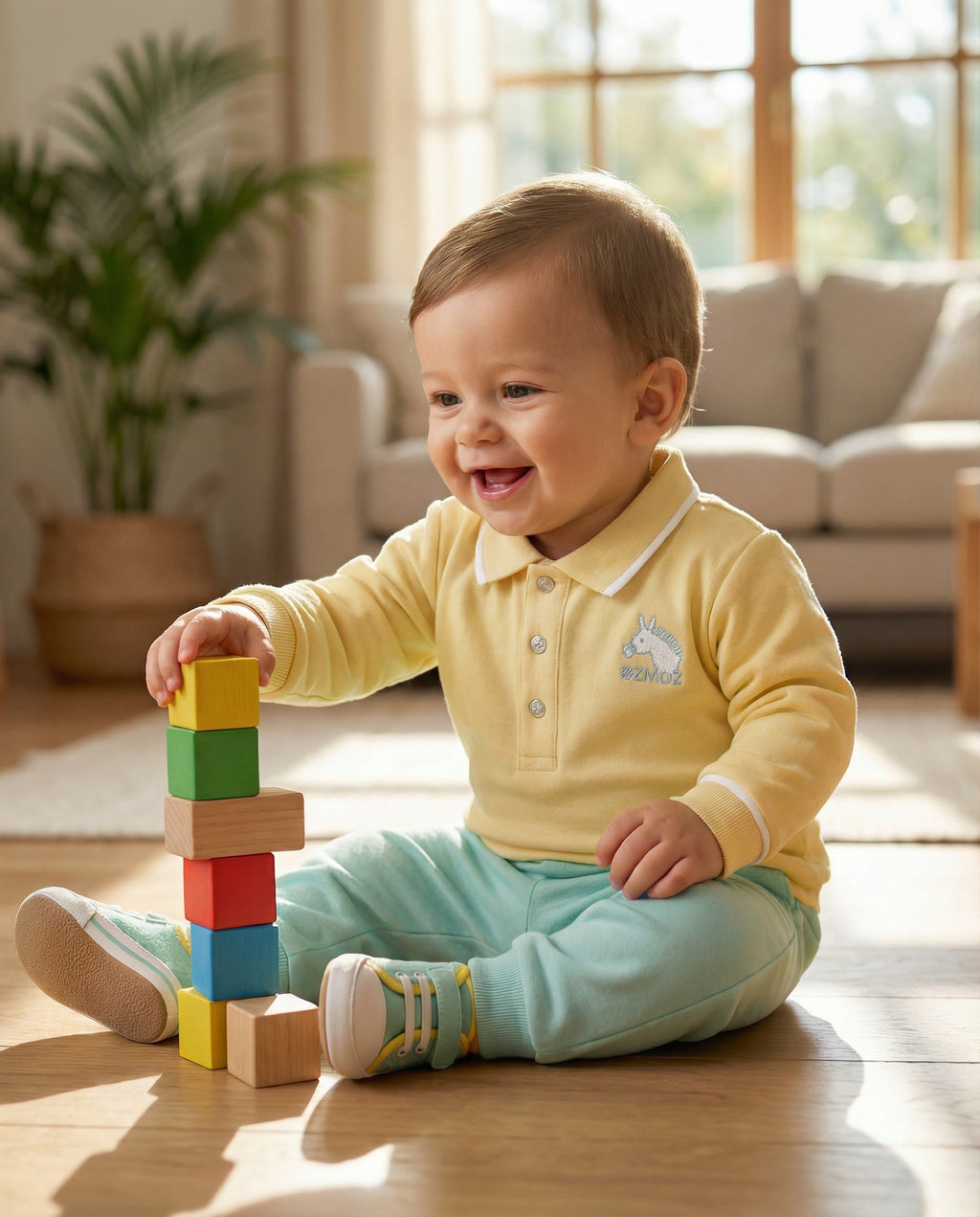 Crystal Baby Organik Pamuk Bebek Pantolonu - Eggshell Blue