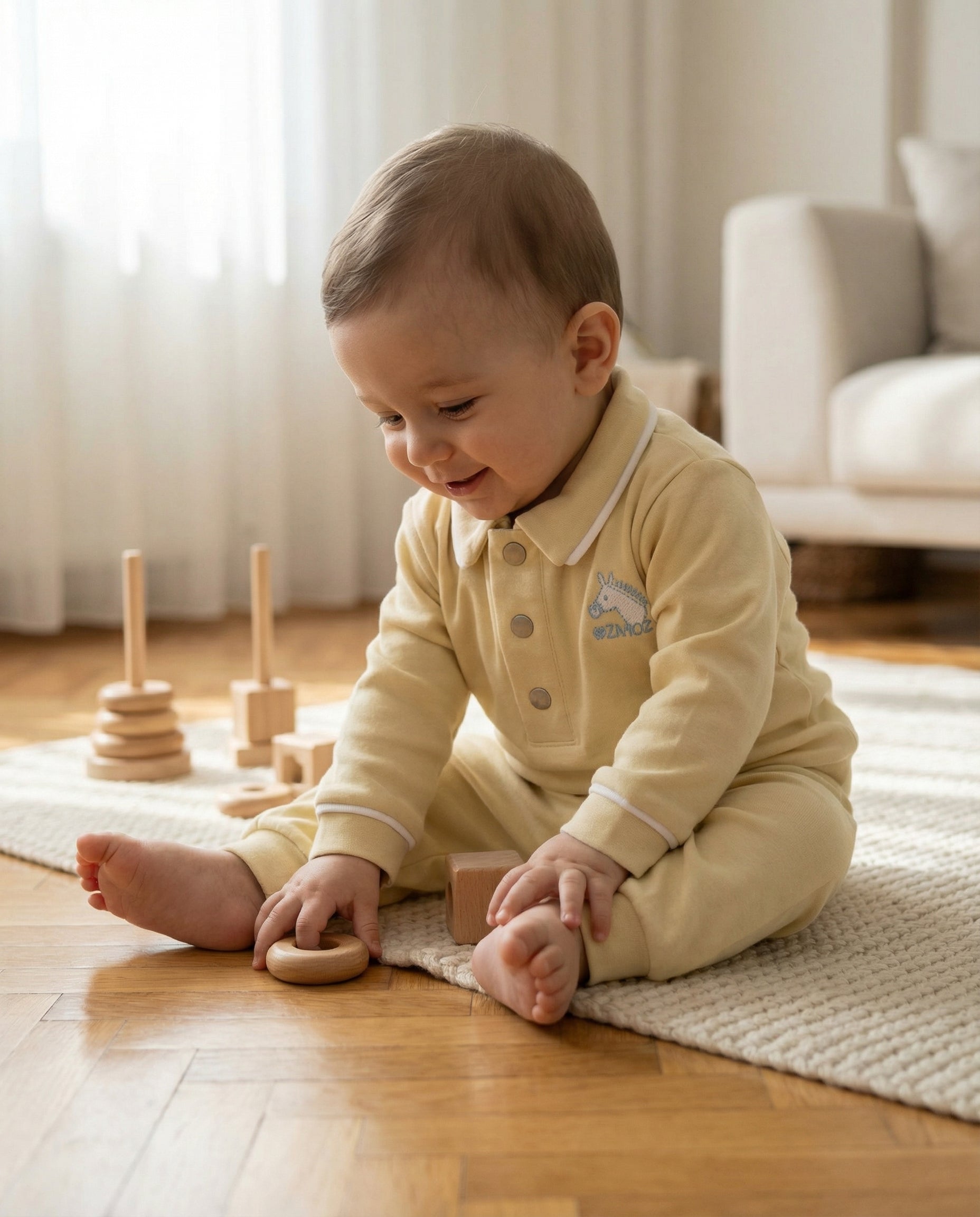 Crystal Baby Organik Pamuk Bebek Pantolonu - Hay Yellow