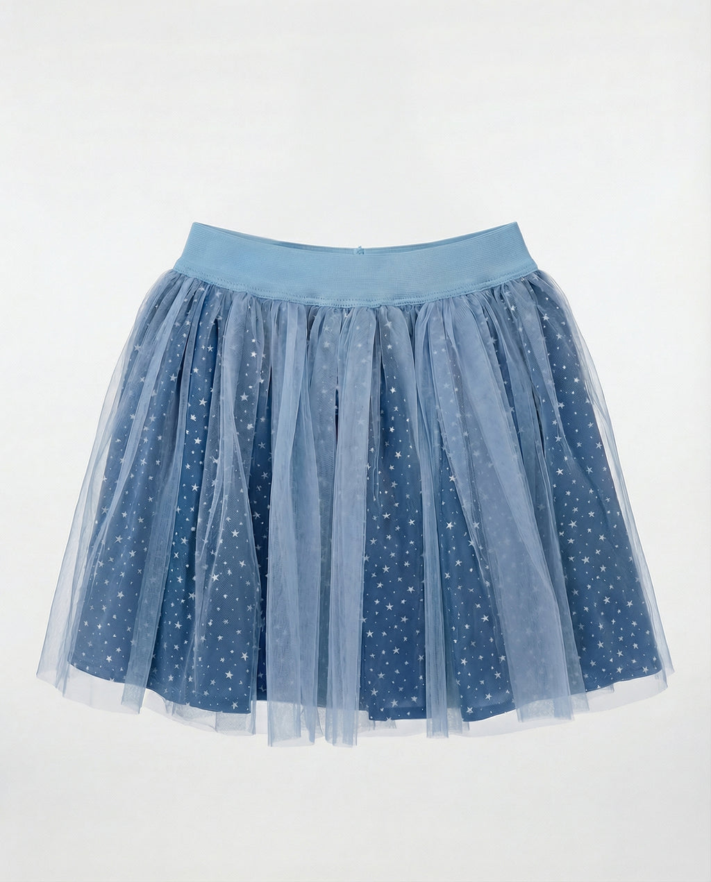 Yıldız Desenli Tüllü Özel Dikim Lacivert Kız Çocuk Eteği – Pamuk Astarlı