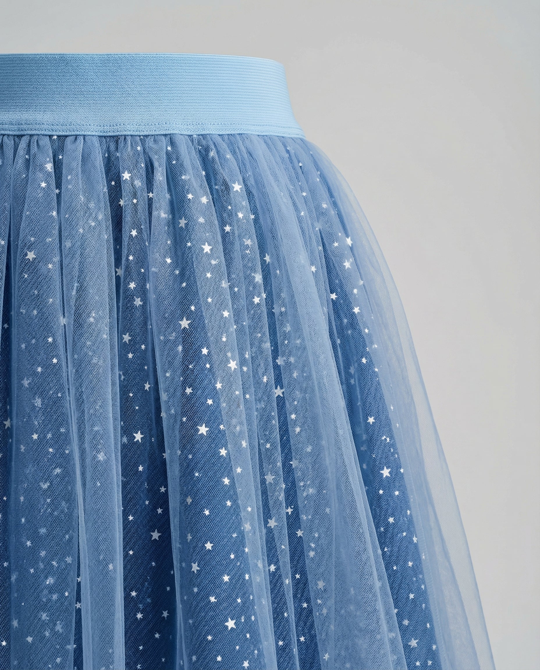 Yıldız Desenli Tüllü Özel Dikim Lacivert Kız Çocuk Eteği – Pamuk Astarlı