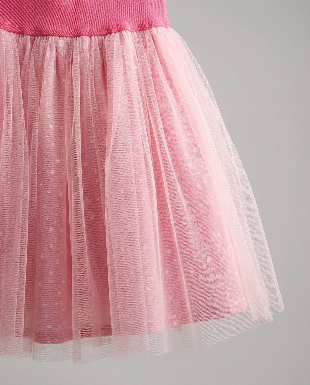 Yıldız Desenli Tüllü Özel Dikim Pembe Kız Çocuk Eteği – Pamuk Astarlı