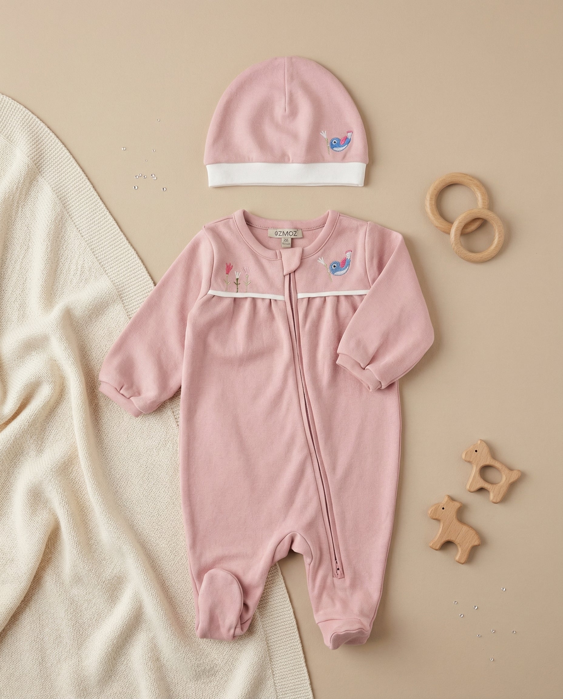 Crystal Baby Organik Pamuk Bere - Rose Pink