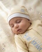 Crystal Baby Organik Pamuk Kendinden Patikli Tulum - Hay Yellow