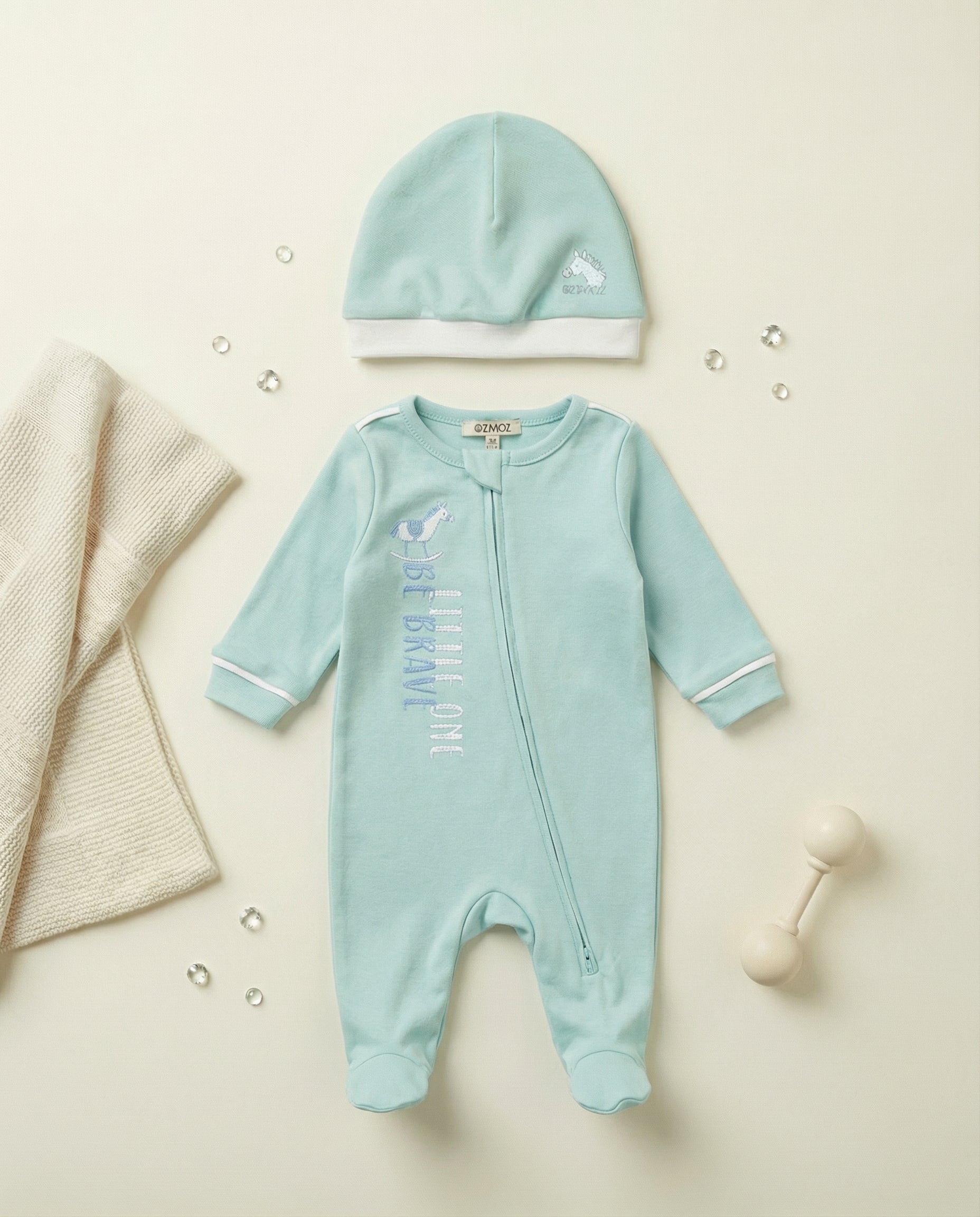 Crystal Baby Organik Pamuk Bere - Eggshell Blue