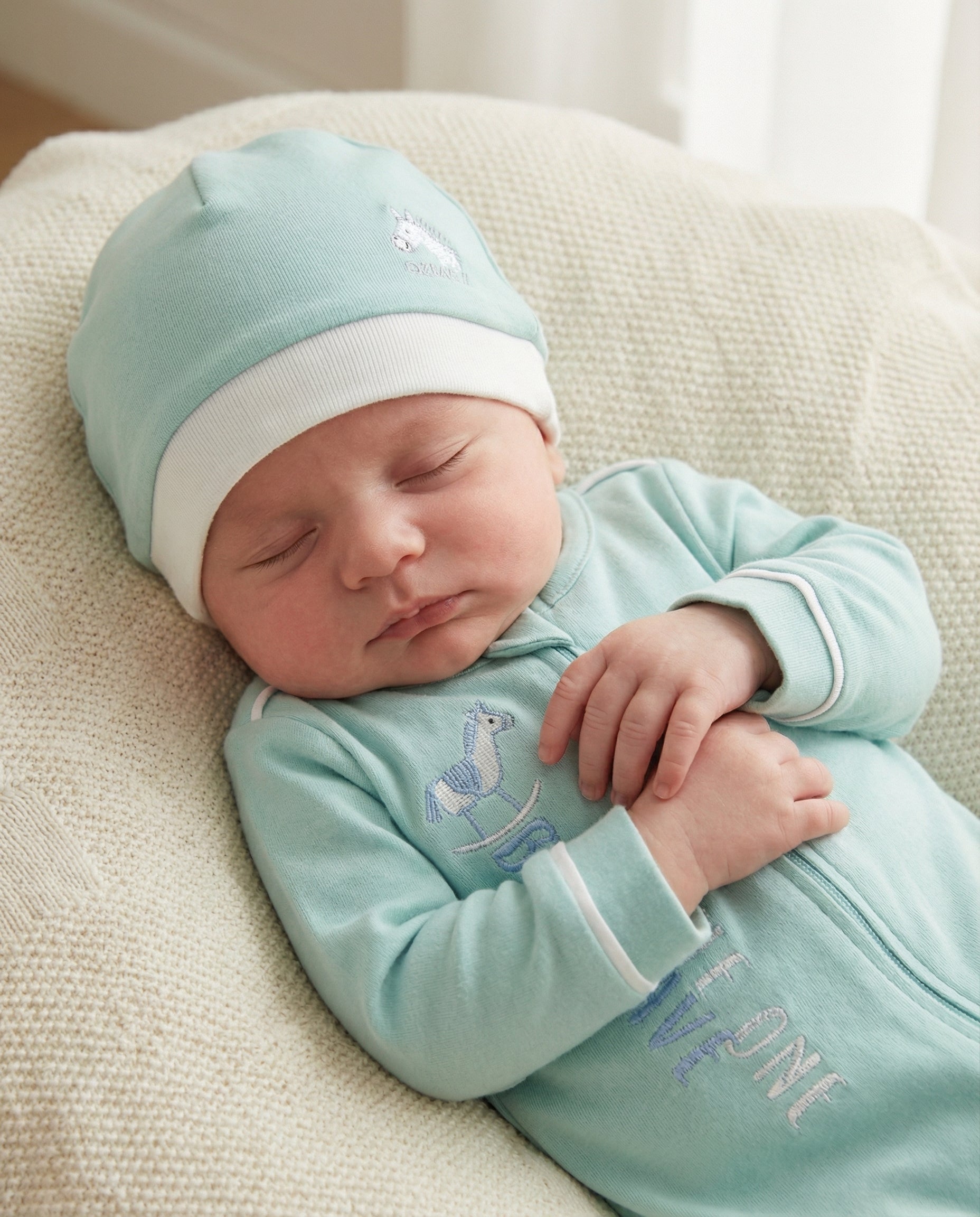 Crystal Baby Organik Pamuk Bere - Eggshell Blue