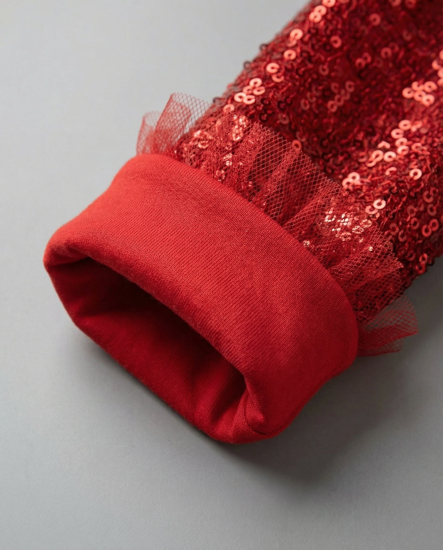 Soft Shine Özel Dikim Kız Çocuk Kırmızı Pul Payet Elbise