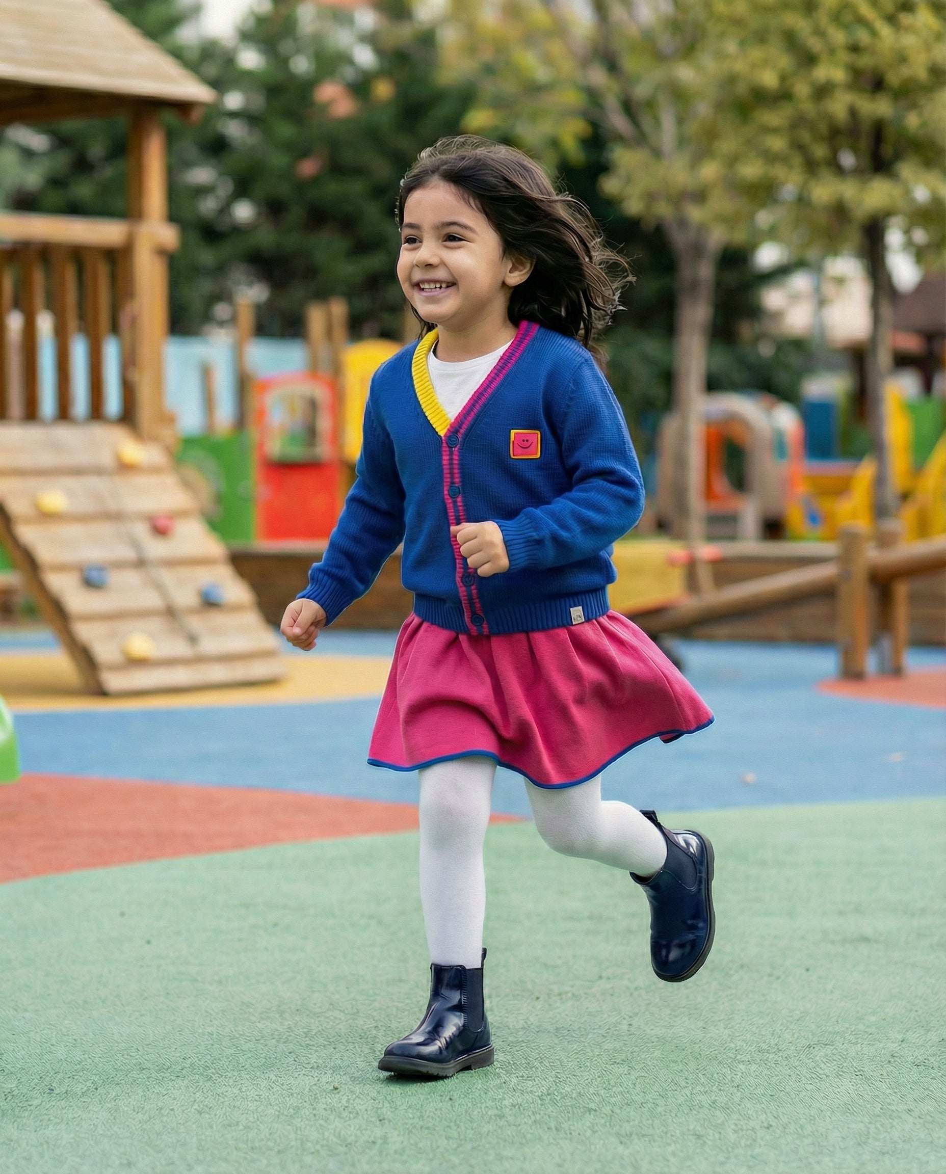 Striped Pamuk Triko Etek - Pembe