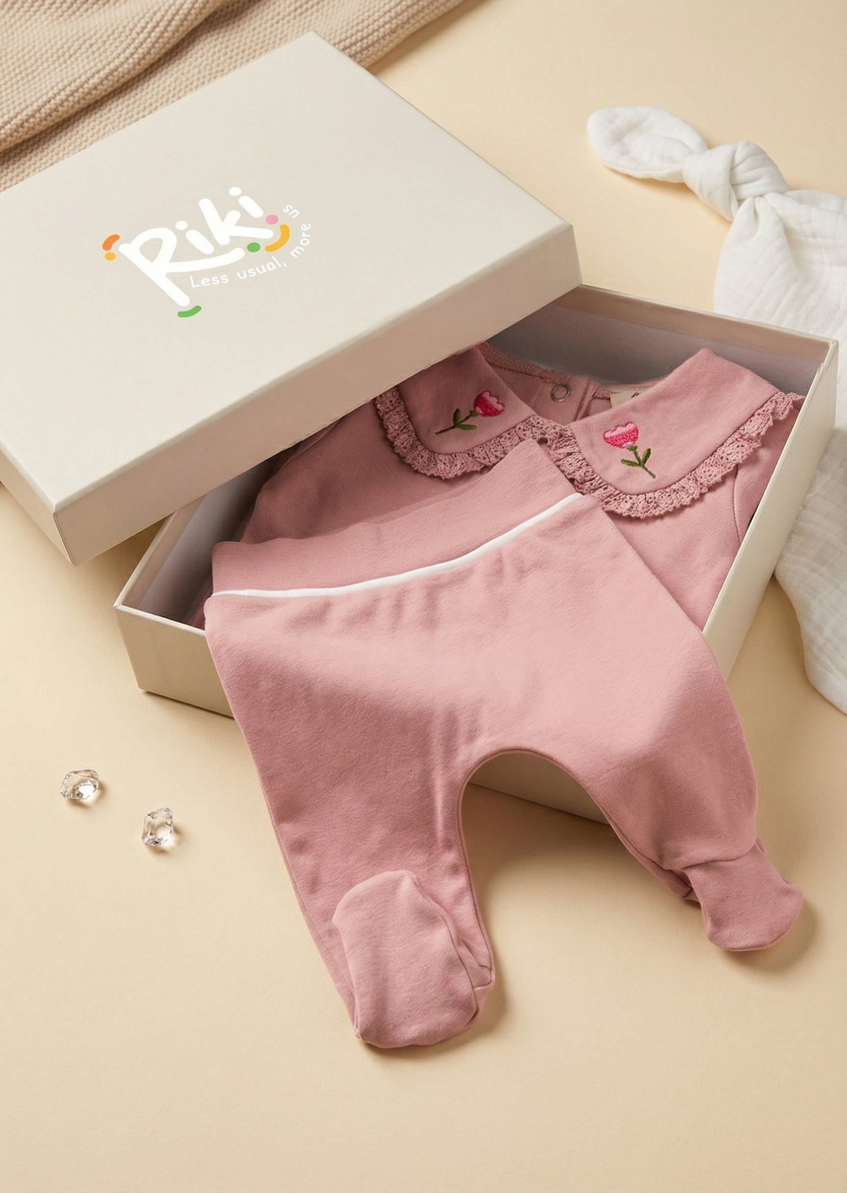 Crystal Baby Organik Pamuk Patikli Bebek Pantolonu - Rose Pink