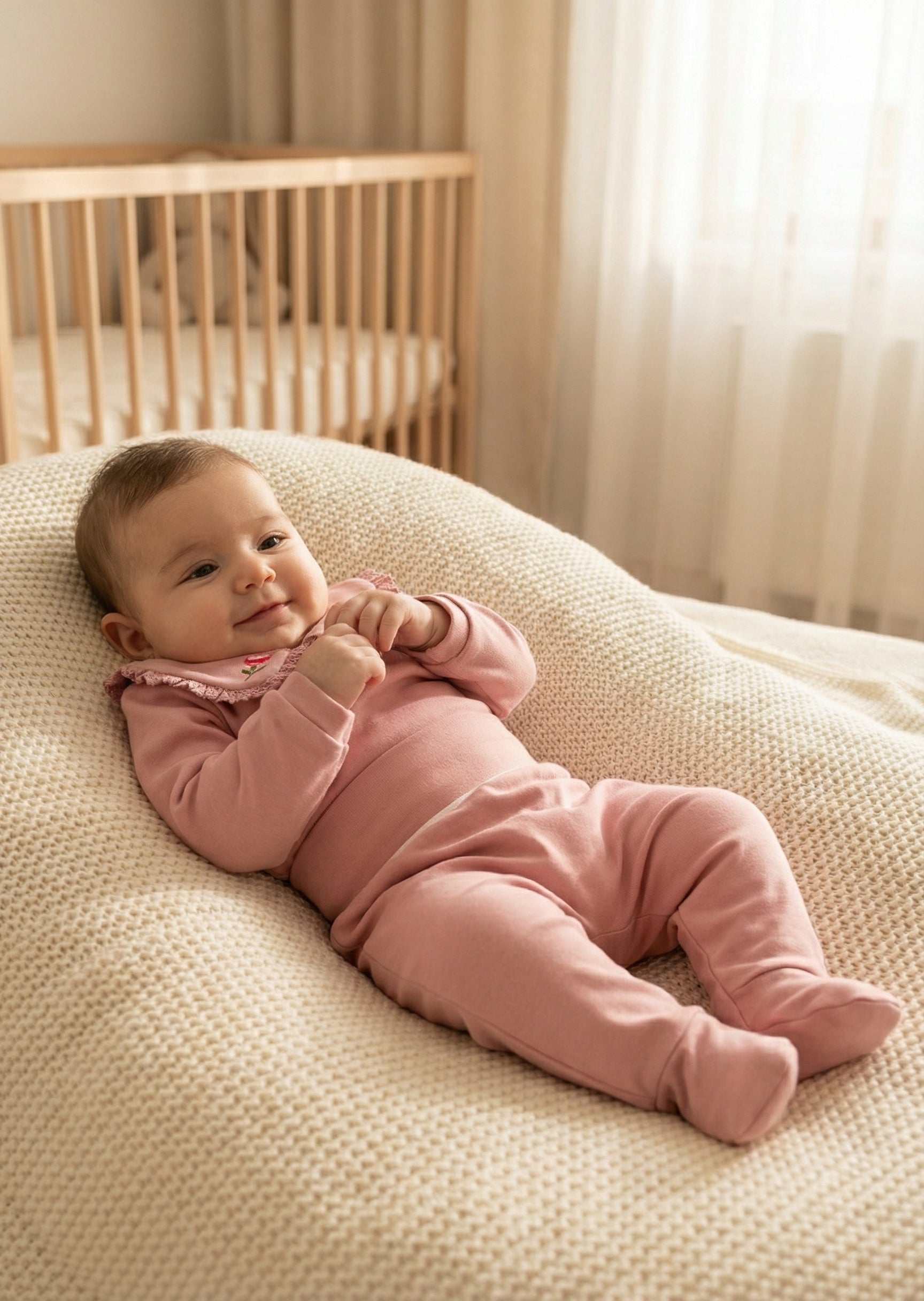 Crystal Baby Organik Pamuk Patikli Bebek Pantolonu - Rose Pink