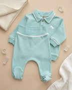 Crystal Baby Organik Pamuk Patikli Bebek Pantolonu - Eggshell Blue
