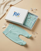 Crystal Baby Organik Pamuk Patikli Bebek Pantolonu - Eggshell Blue