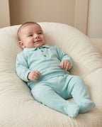 Crystal Baby Organik Pamuk Patikli Bebek Pantolonu - Eggshell Blue