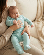 Crystal Baby Organik Pamuk Patikli Bebek Pantolonu - Eggshell Blue