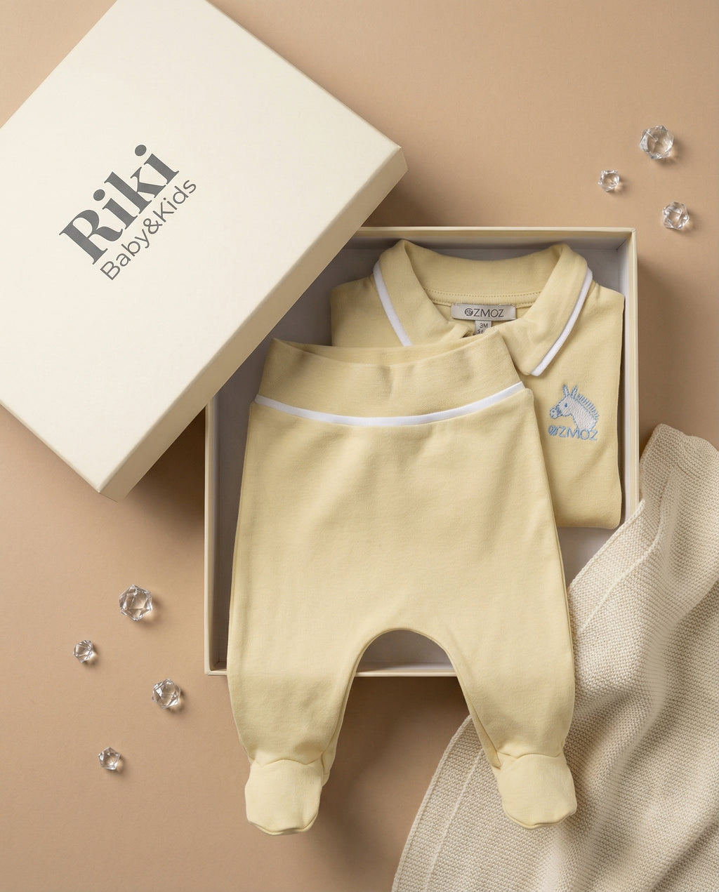 Crystal Baby Organik Pamuk Patikli Bebek Pantolonu - Hay Yellow