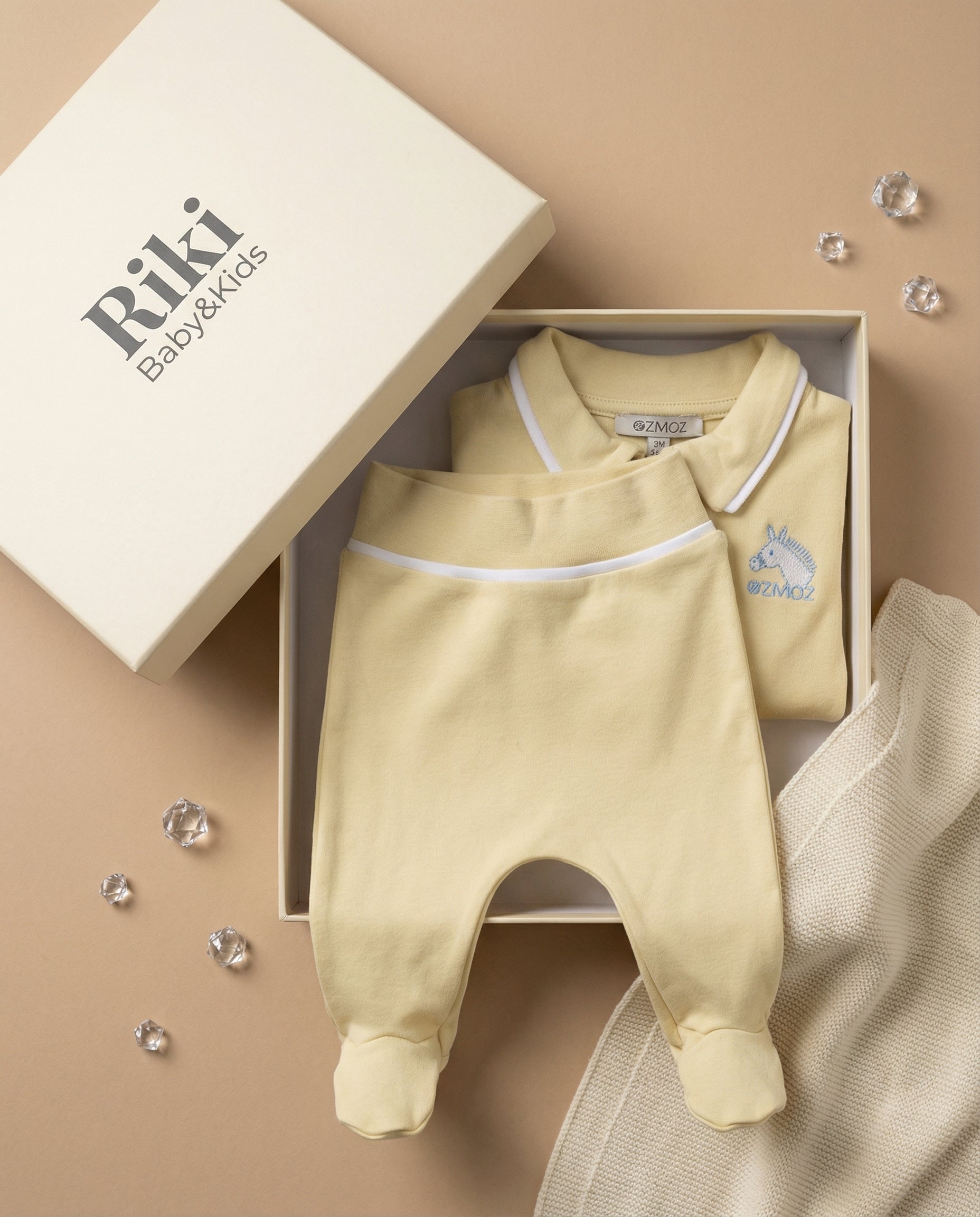 Crystal Baby Organik Pamuk Patikli Bebek Pantolonu - Hay Yellow