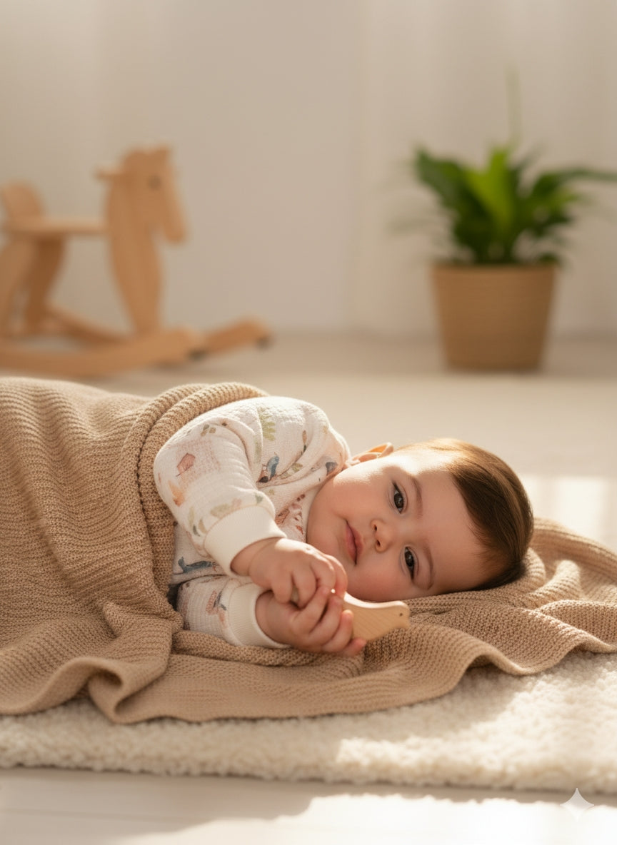 Organik Pamuk Kuş Desenli Bebek Sweatshirt – Özel Sepet Örgü Kumaş