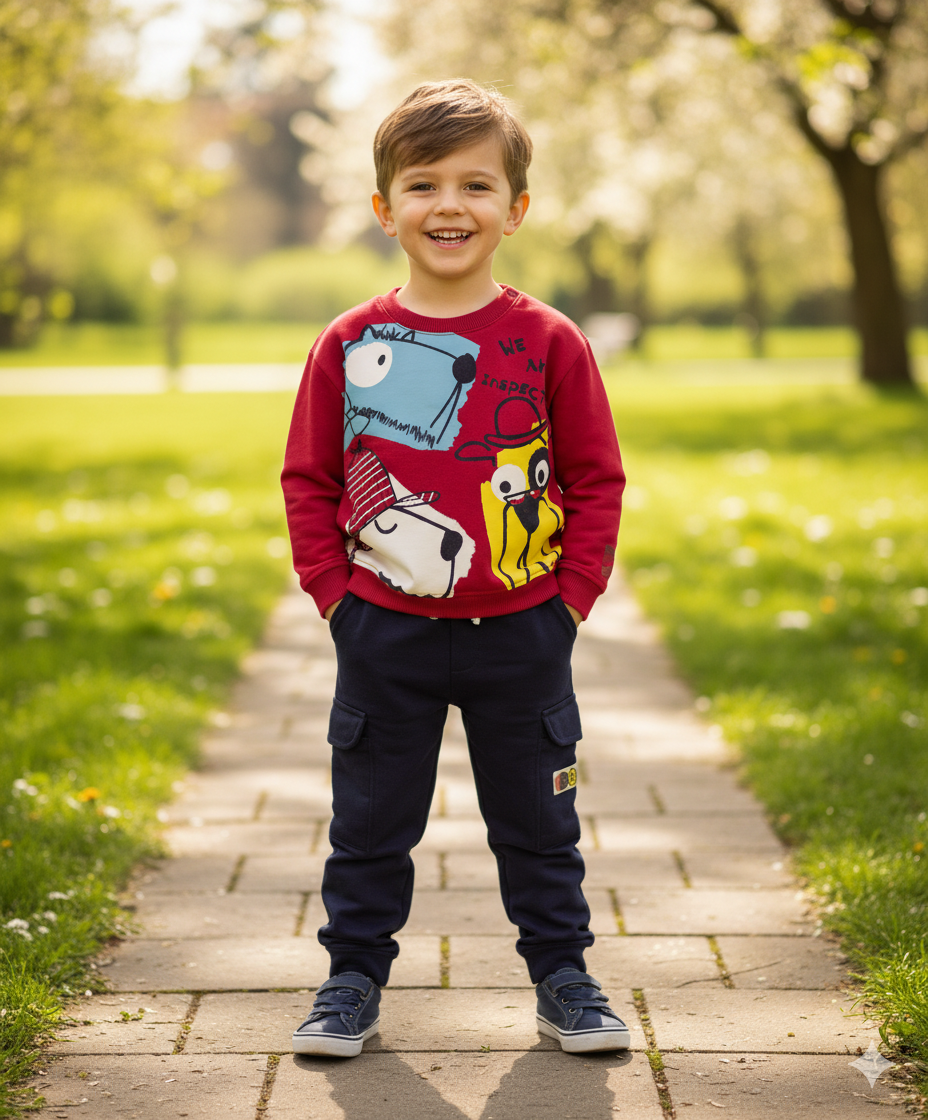 Tuc Tuc Dedektif Köpek Baskılı Sweatshirt & Kargo Cepli Jogger Pantolon 2'li Takım