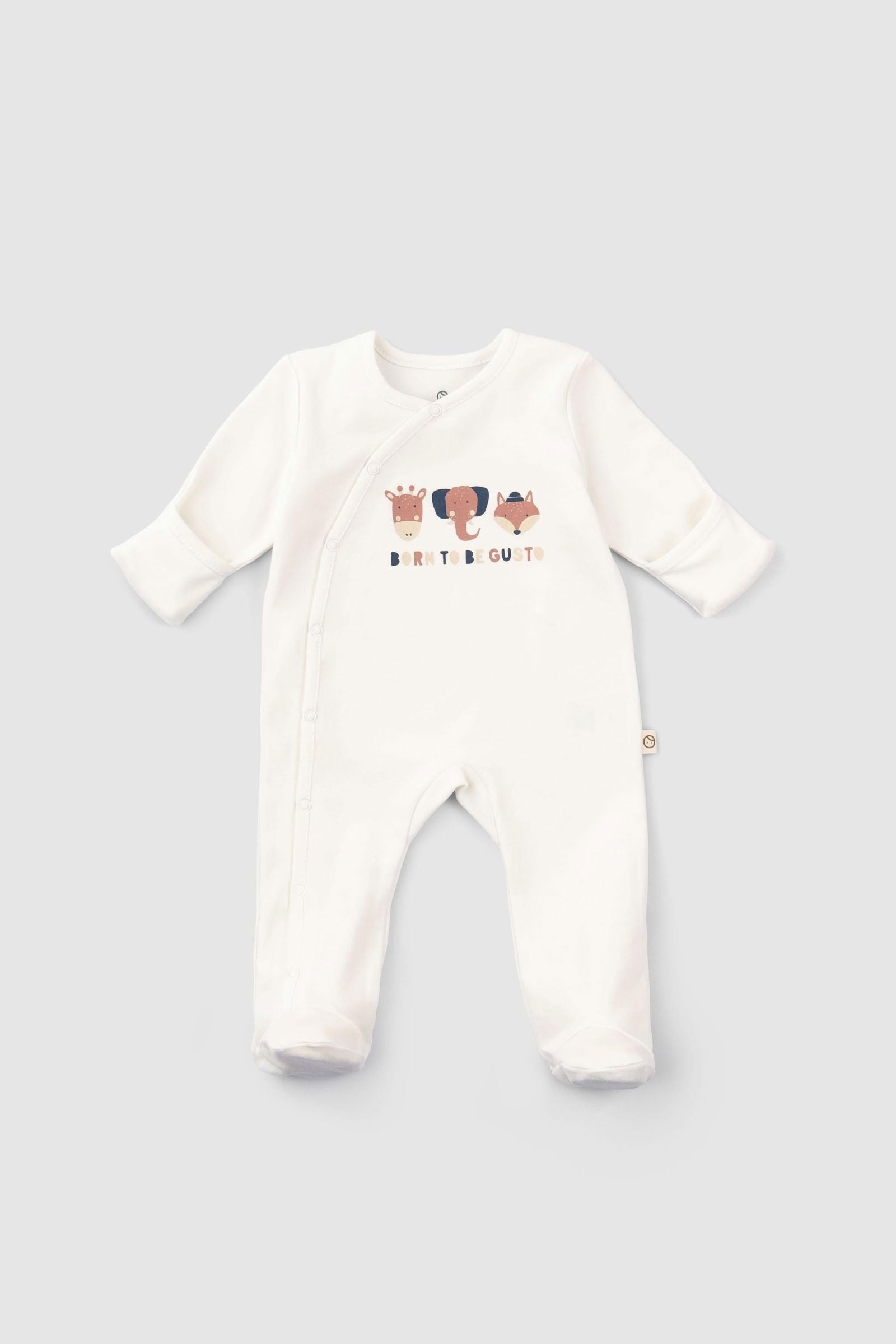 Kendinden Eldivenli Patikli 2'li Organik Pamuk Tulum Seti Gül Kurusu - Riki Baby&Kids