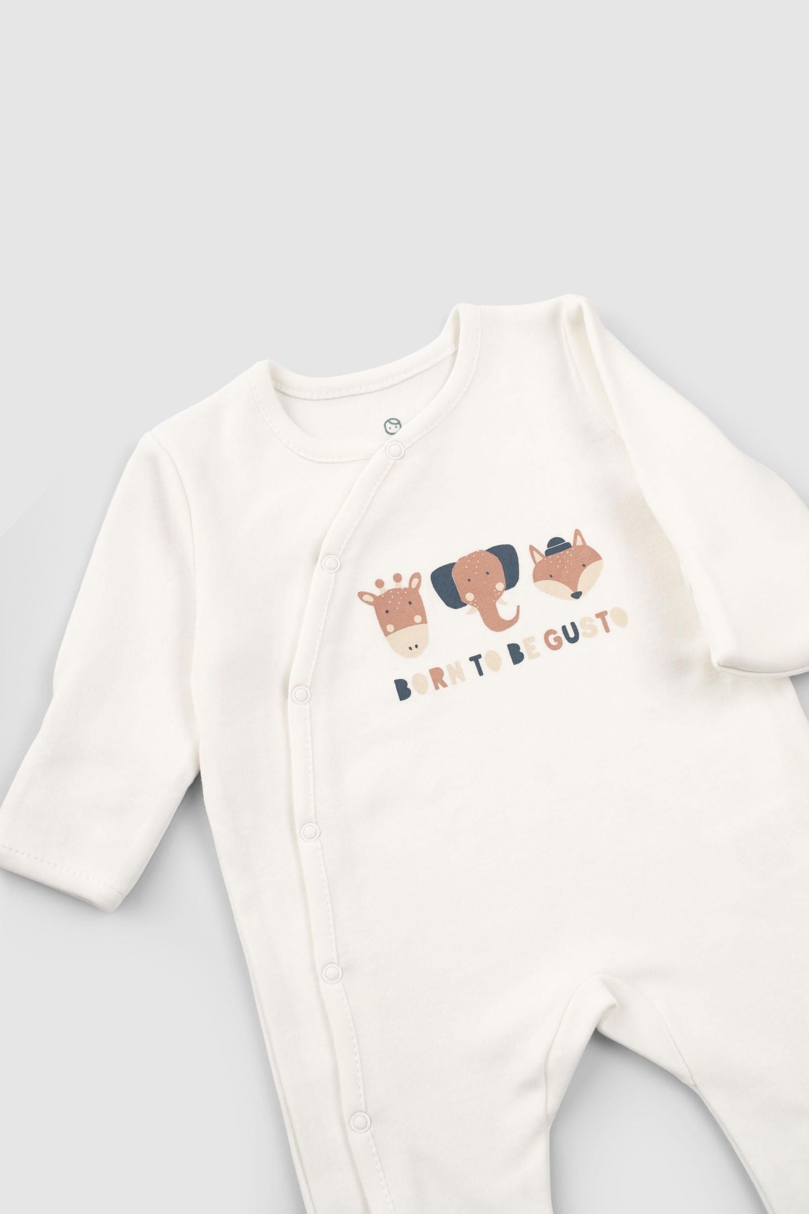 Kendinden Eldivenli Patikli 2'li Organik Pamuk Tulum Seti Gül Kurusu - Riki Baby&Kids