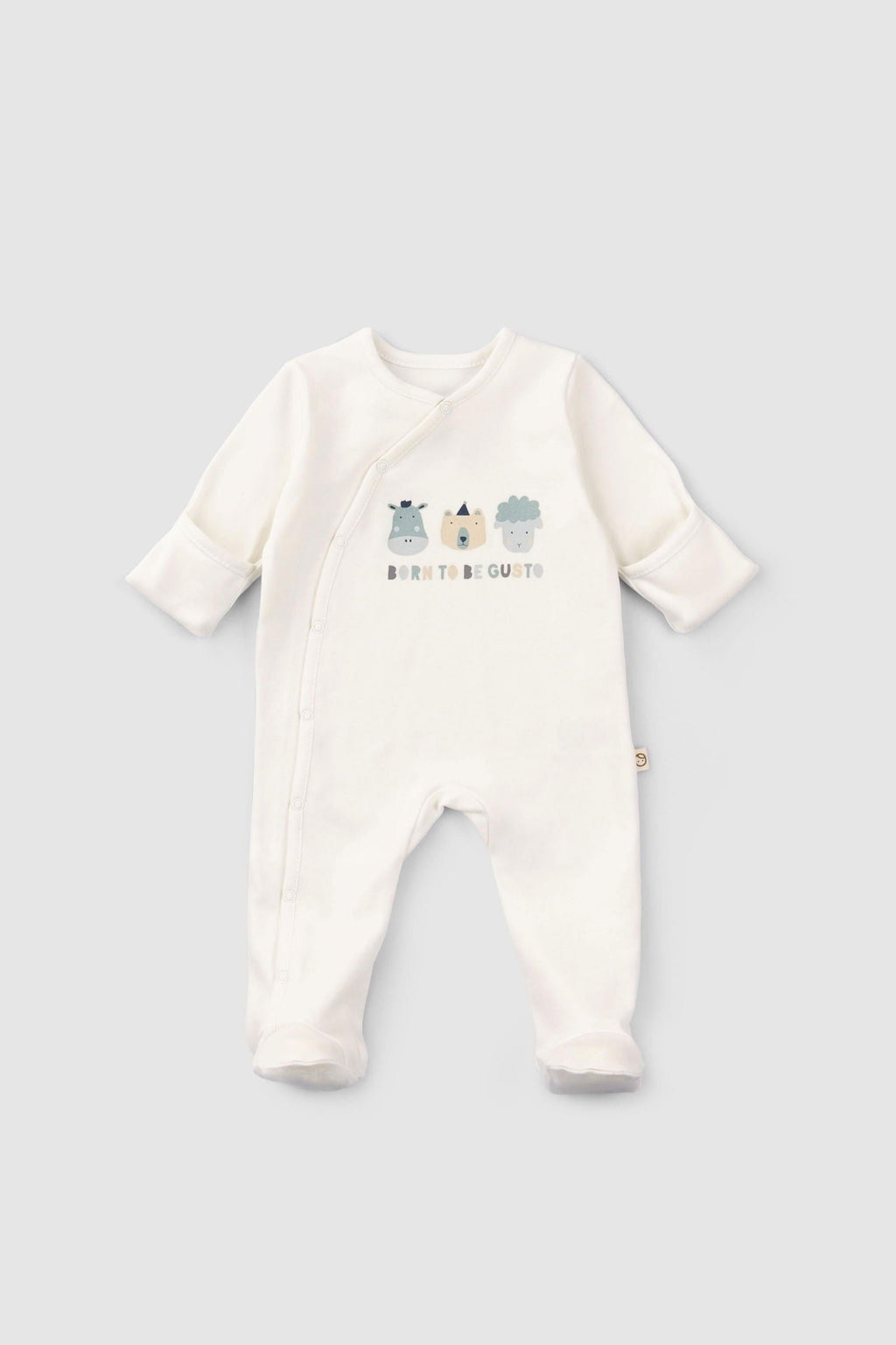 Kendinden Eldivenli Patikli 2'li Organik Pamuk Tulum Seti Yeşil - Riki Baby&Kids