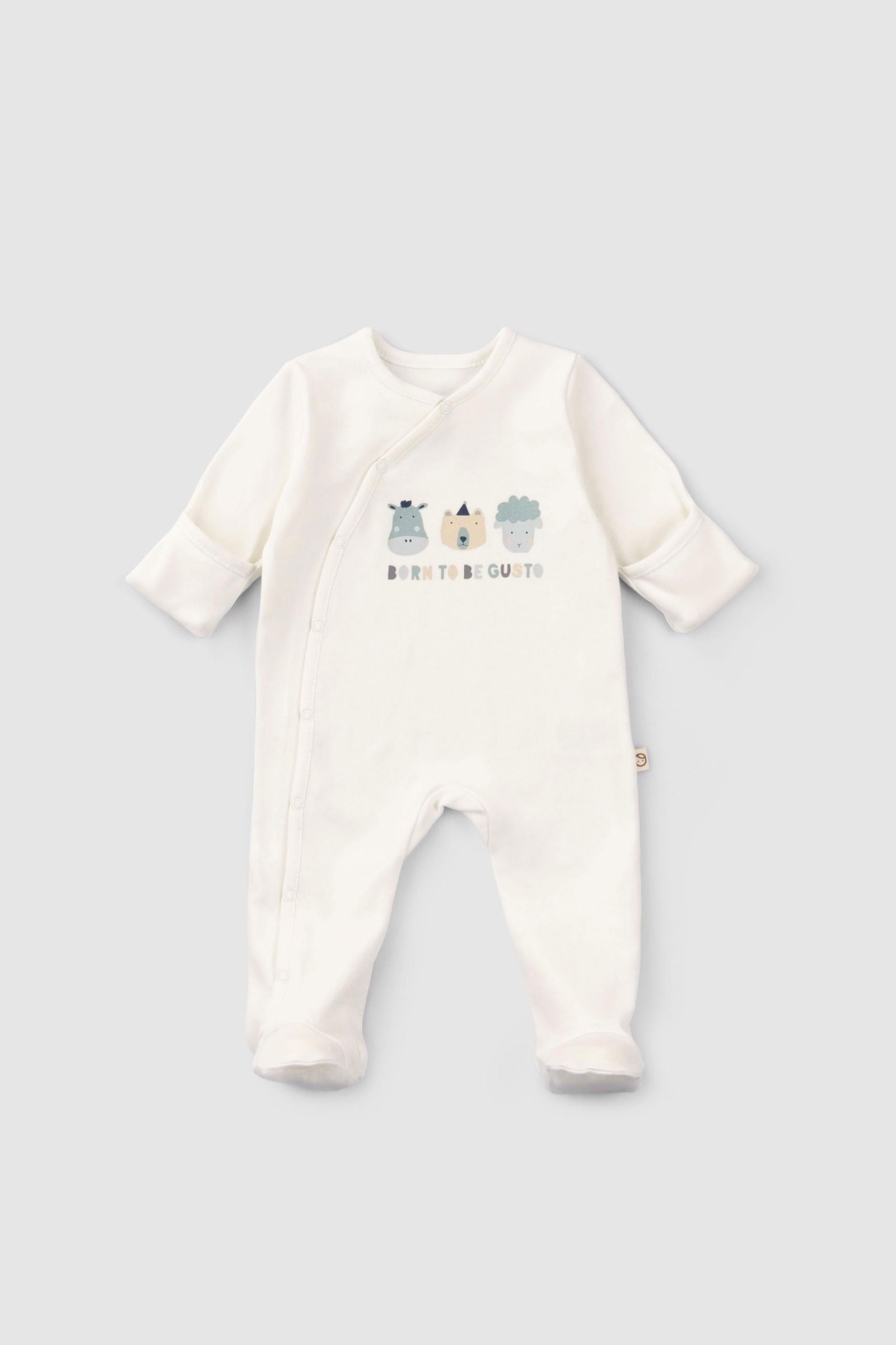 Kendinden Eldivenli Patikli 2'li Organik Pamuk Tulum Seti Yeşil - Riki Baby&Kids