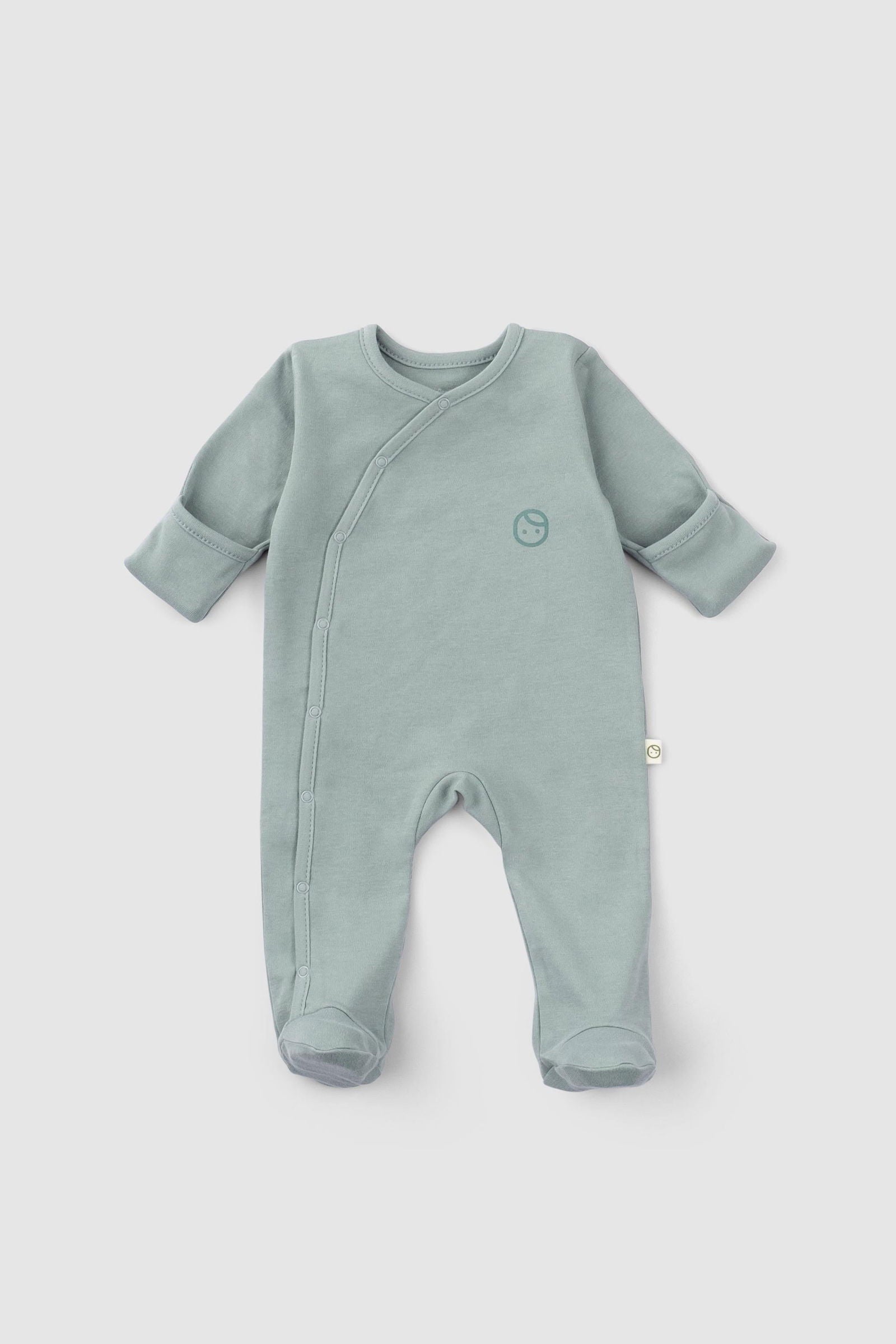 Kendinden Eldivenli Patikli 2'li Organik Pamuk Tulum Seti Yeşil - Riki Baby&Kids