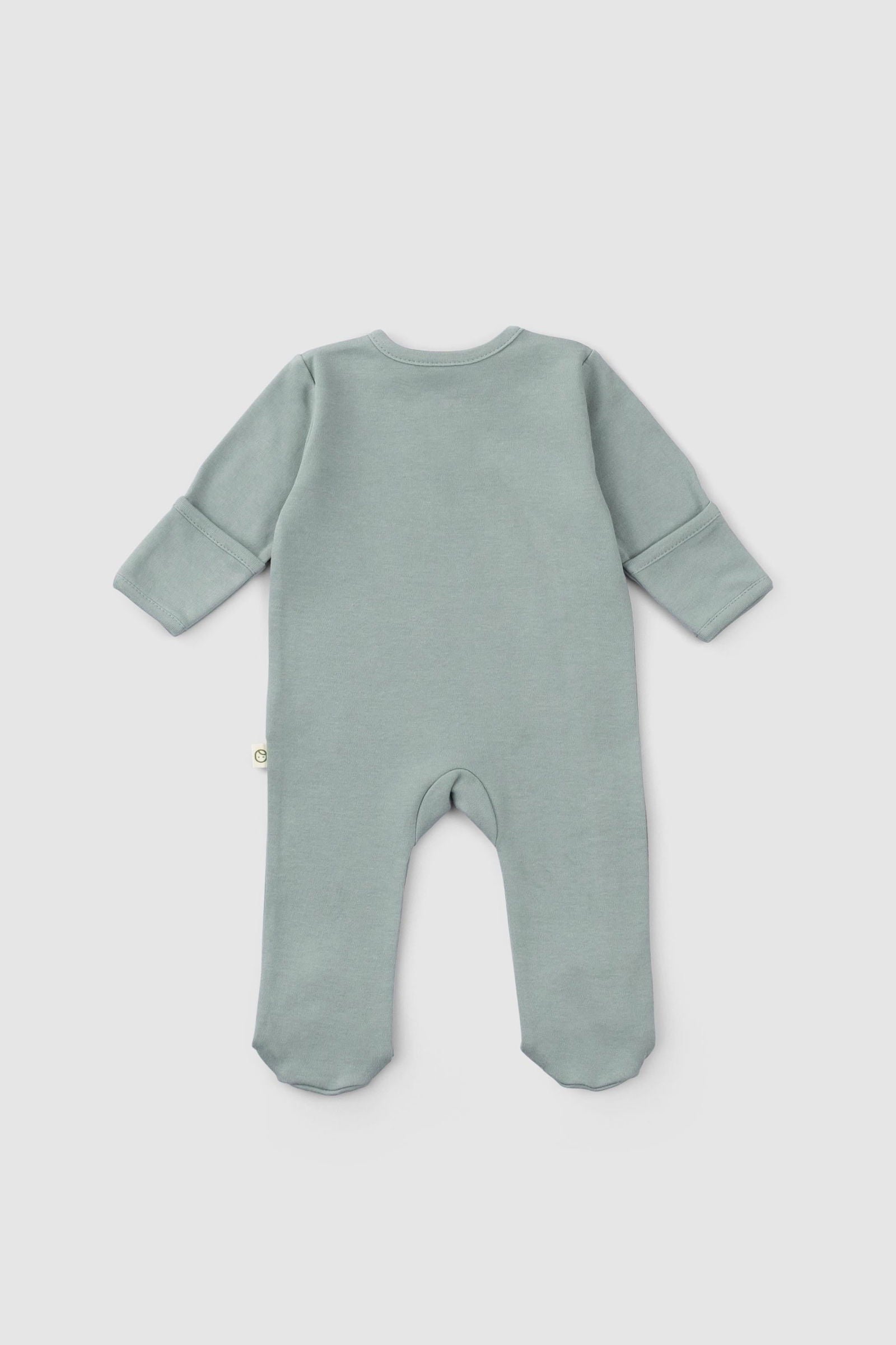Kendinden Eldivenli Patikli 2'li Organik Pamuk Tulum Seti Yeşil - Riki Baby&Kids