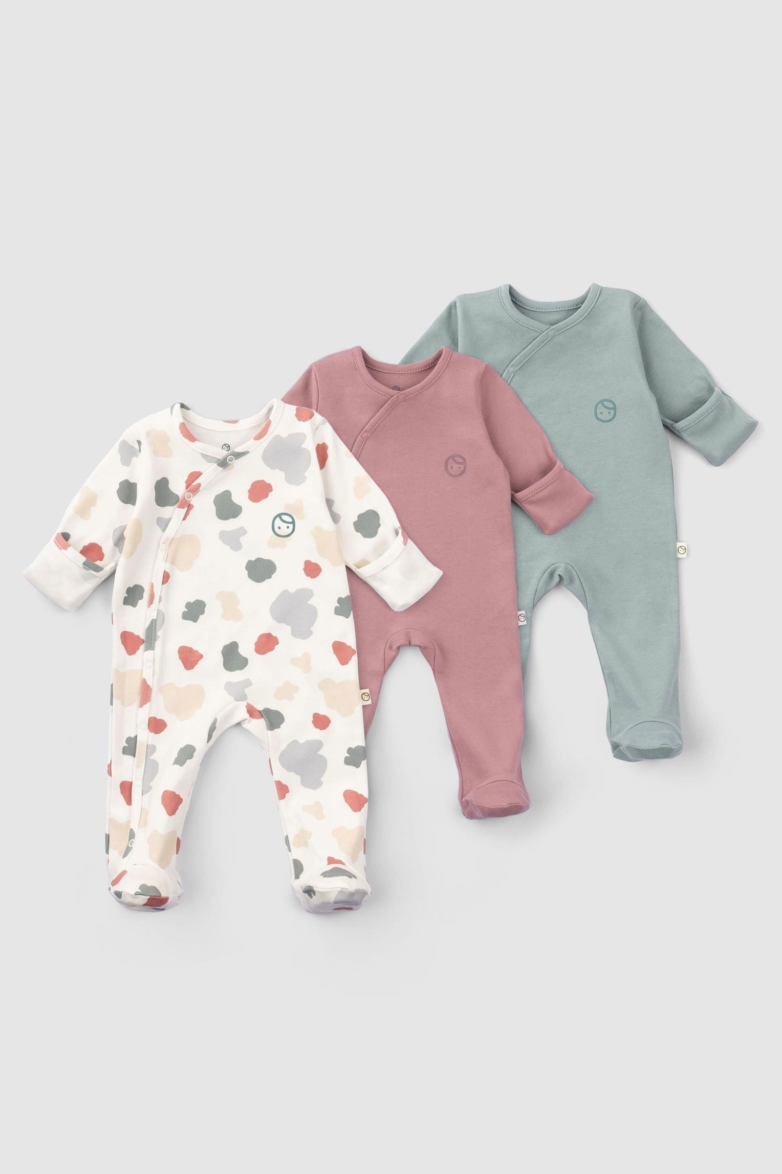 Kendinden Eldivenli Patikli 3'lü Organik Pamuk Tulum Seti Animal Desenli - Riki Baby&Kids