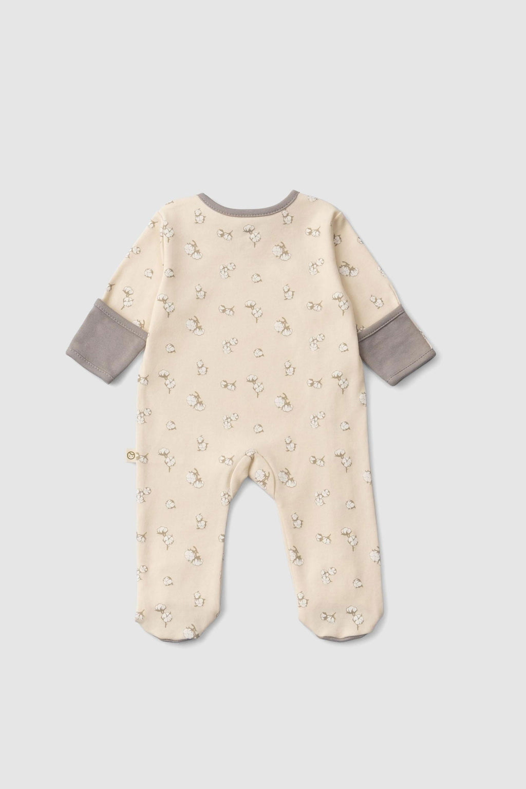 Kendinden Eldivenli Patikli Organik Pamuk Tulum Küçük Pamuk Desenli - Riki Baby&Kids