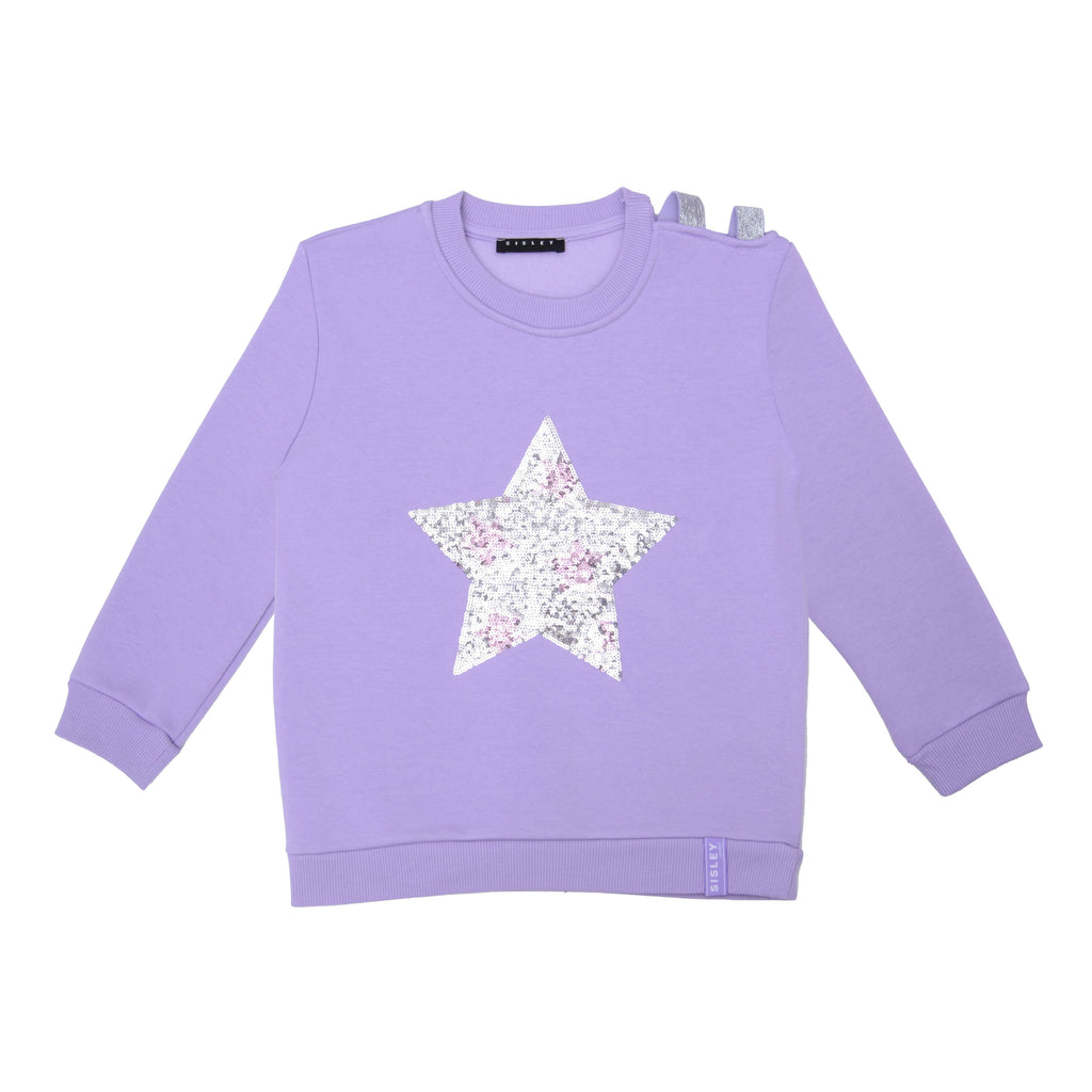Sisley Kız Çocuk Lila Payetli Sweatshirt - Riki Baby&Kids