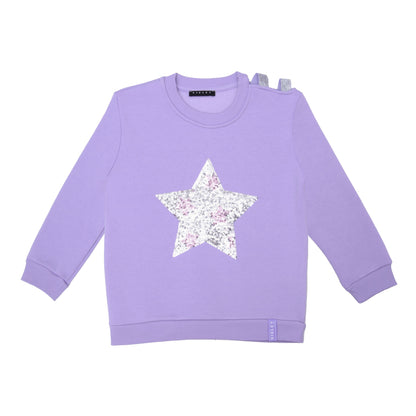 Sisley Kız Çocuk Lila Payetli Sweatshirt - Riki Baby&Kids