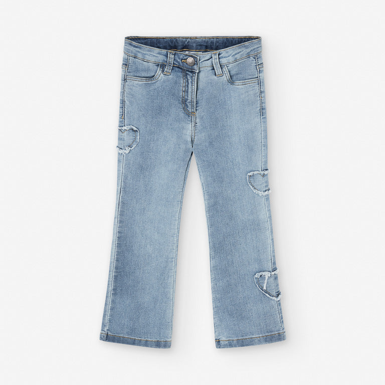 Losan Organik Pamuk Kalp Aplikeli Denim Pantolon