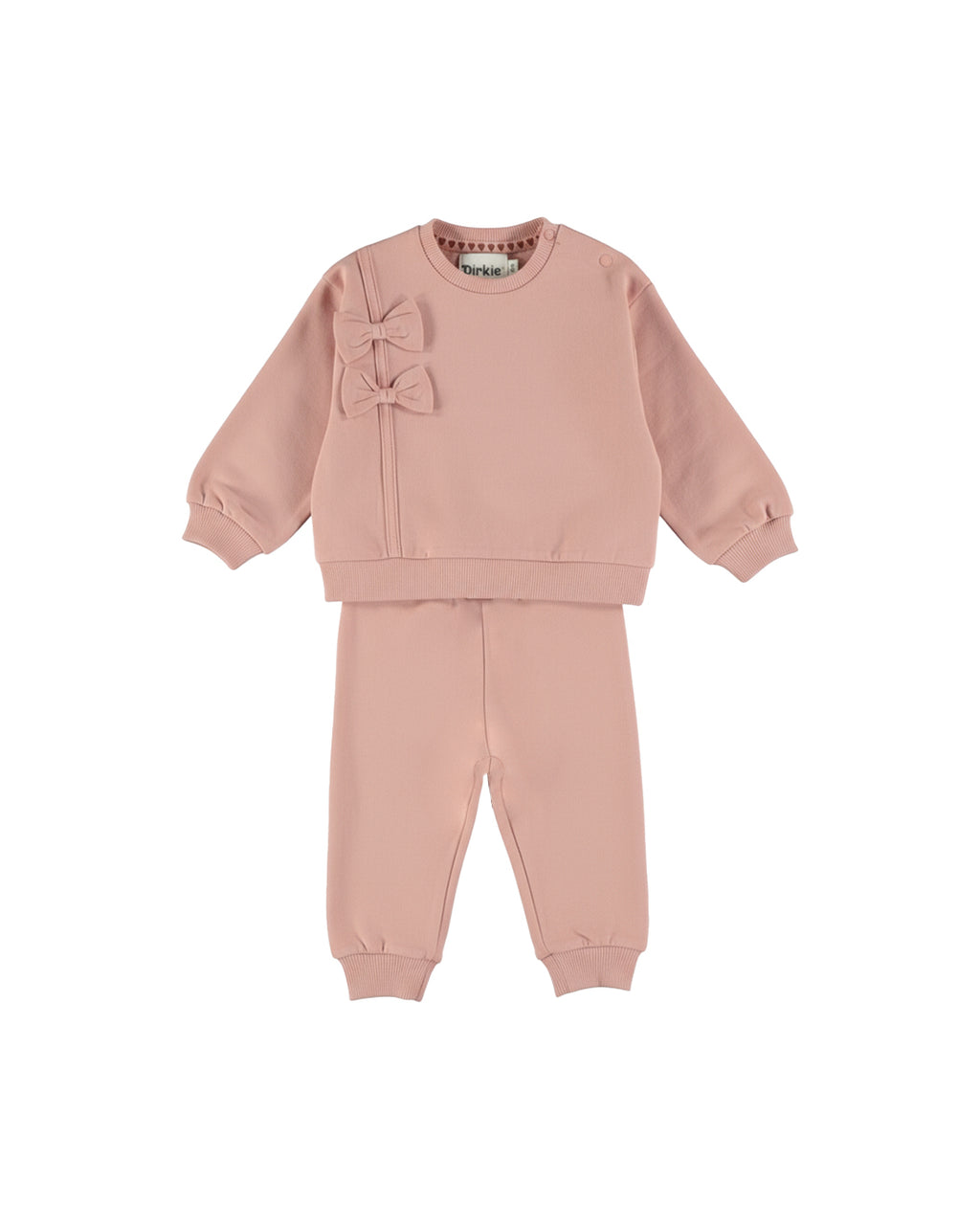 Dirkje Kız Bebek & Çocuk Fiyonk Aplikeli Sweatshirt ve Eşofman Altı Takımı - Pudra Pembe (6 Ay - 6 Yaş)