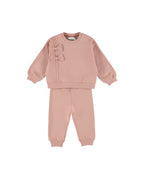 Dirkje Kız Bebek & Çocuk Fiyonk Aplikeli Sweatshirt ve Eşofman Altı Takımı - Pudra Pembe (6 Ay - 6 Yaş)