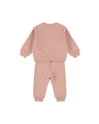 Dirkje Kız Bebek & Çocuk Fiyonk Aplikeli Sweatshirt ve Eşofman Altı Takımı - Pudra Pembe - arka görünüm